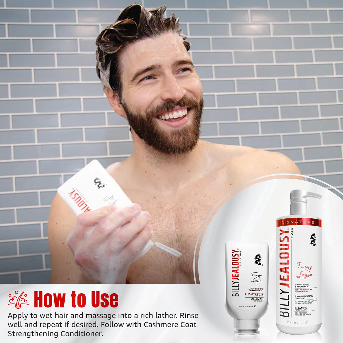 Billy Jealousy Fuzzy Logic Men's Shampoo for Thinning Hair, Peppermint-Infused, With DHT Blockers to Prevent Hair Loss and Breakage, Cleans Beauty & Personal Care Billy Jealousy