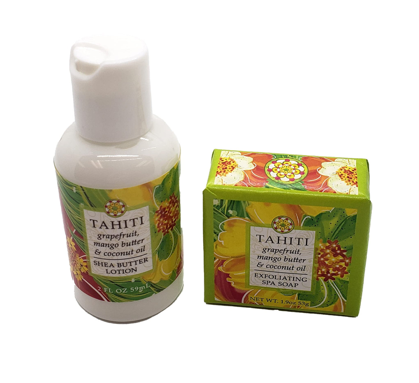 Greenwich Bay Trading Company Destination Collection Bundle: Tahiti - 2oz Mini Wrapped Soap Block + 2oz Mini Shea Butter Lotion Beauty & Personal Care Greenwich Bay Trading Company