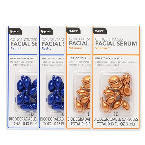 b.pure Anti-Aging and Complexion Care Facial Serum Kit | Retinol & Vitamin C Concentrated Capsules | 40-Count Beauty & Personal Care b.pure