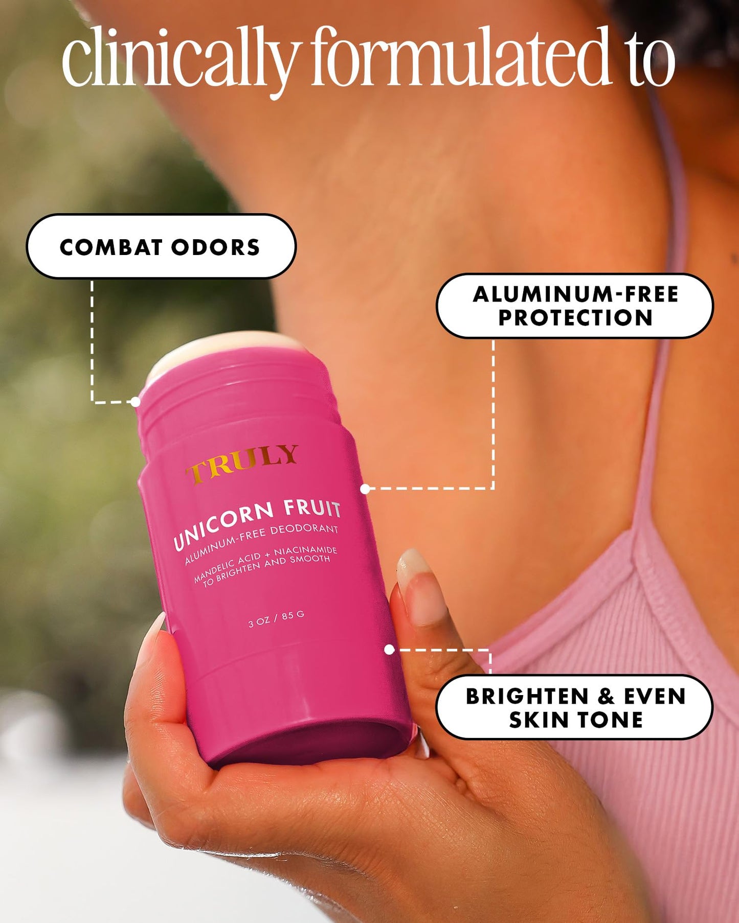 Truly Unicorn Fruit Aluminum Free Deodorant - Cotton Candy Scent - Natural Deodorant for Brighter and Smoother Underarms - 3 Oz Beauty and Personal Care Truly