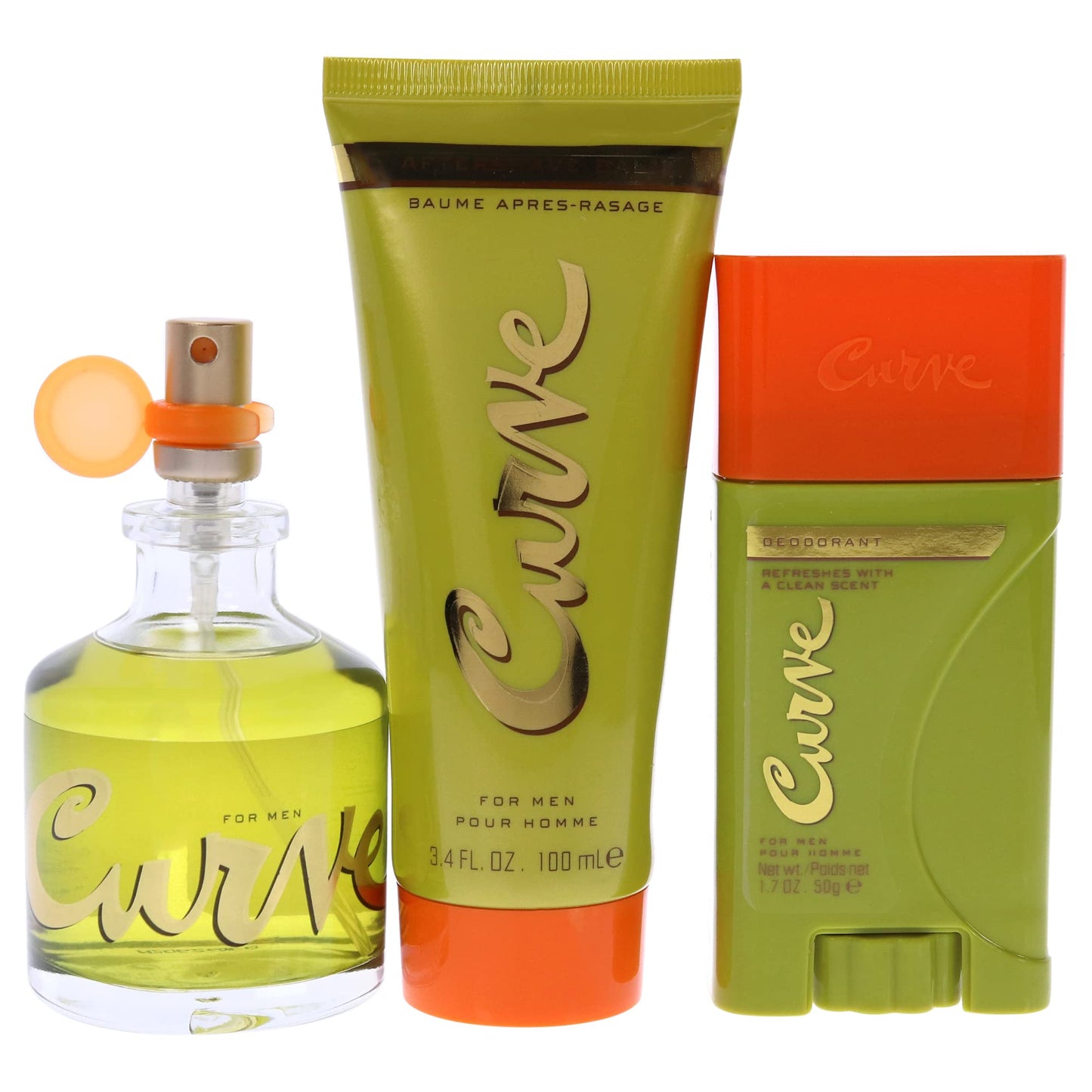 Curve Curve for Men, Men's Fragrance 3 Piece Gift Set, 2.5 Fl. Oz. Eau De Cologne, 3 Count, aftershave/deodorant Beauty & Personal Care Curve