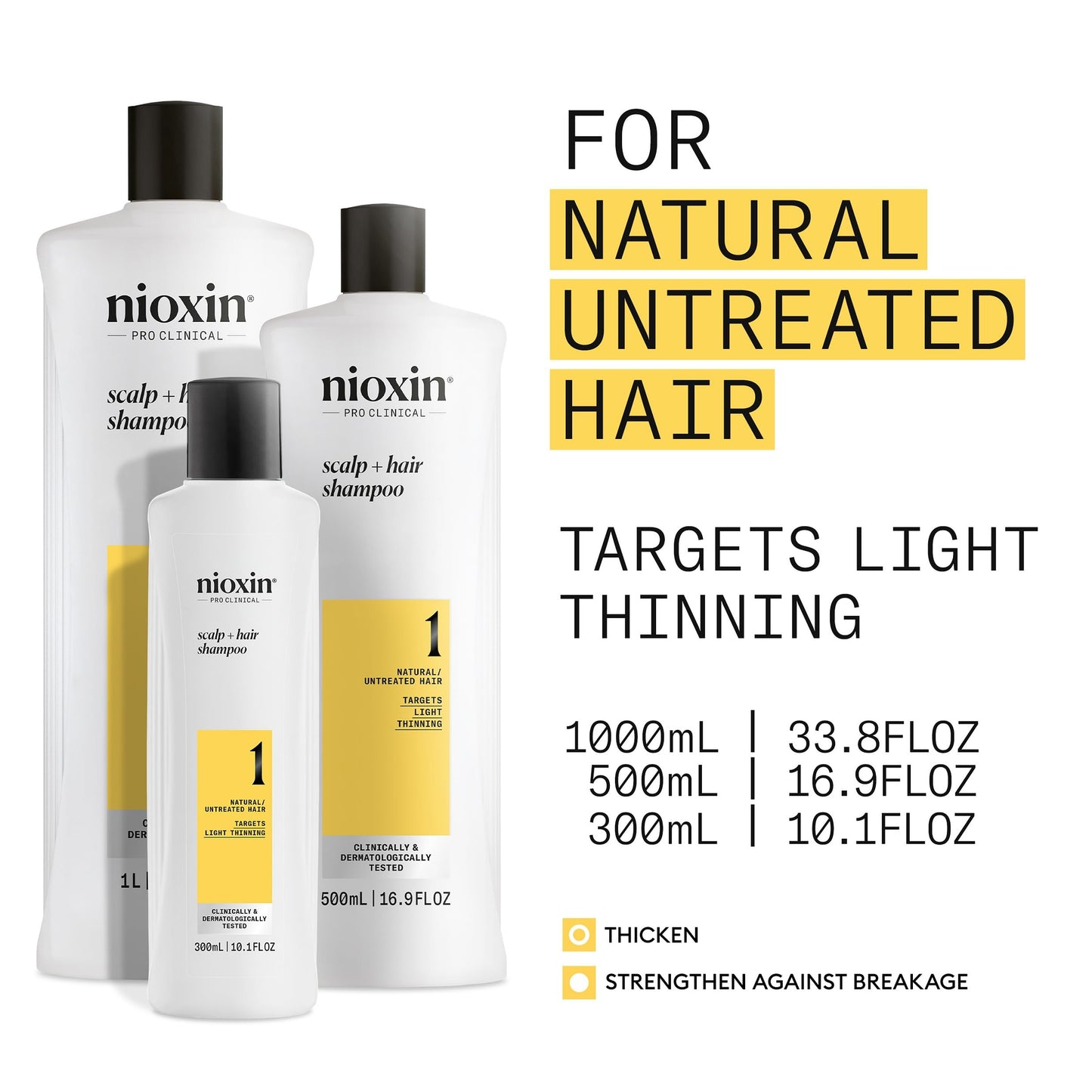 Nioxin Scalp + Hair Thickening System 1 Shampoo| For Natural or Untreated Hair with Light Thinning| With Niacinamide and Biotin| 33.8 Fl oz. Beauty and Personal Care NIOXIN