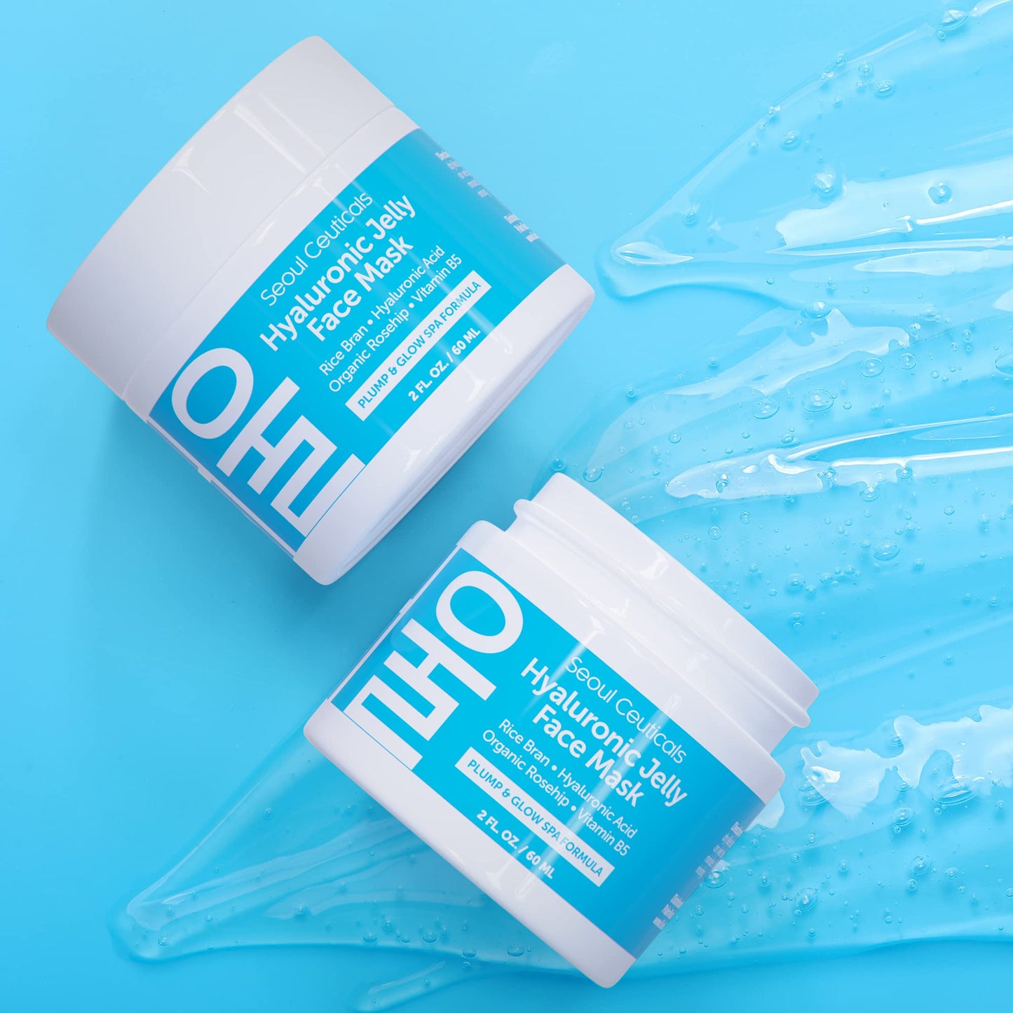 SeoulCeuticals Korean Skin Care Hyaluronic Acid Jelly Face Mask - Rice Bran + Vit B5 + Rosehip Anti Aging K Beauty Skincare for Plump Glowing Skin 2oz Beauty & Personal Care SeoulCeuticals
