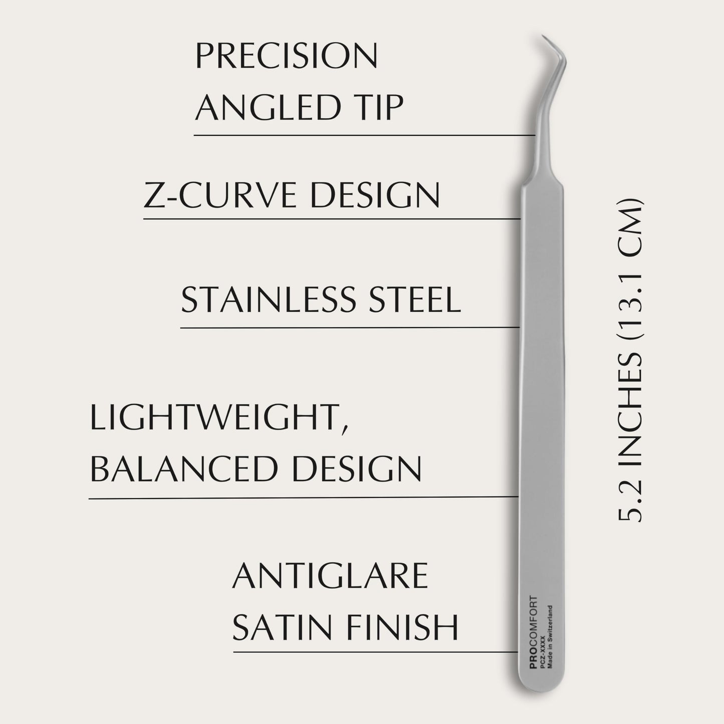 Xtreme Lashes ProComfort Professional Z-Curve Tweezer, 5.2 Inches (13.1 CM), Stainless Steel, Egronomic Double Curve, Precision Pickup & Placement Beauty and Personal Care Xtreme Lashes
