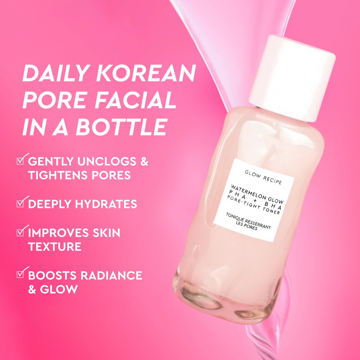Glow Recipe PHA + BHA Face Toner, Korean Exfoliating Toner for Pores, Gentle Chemical Exfoliant + Hydrating Toner, Watermelon, Cactus Water + Glycerin Beauty & Personal Care Glow Recipe