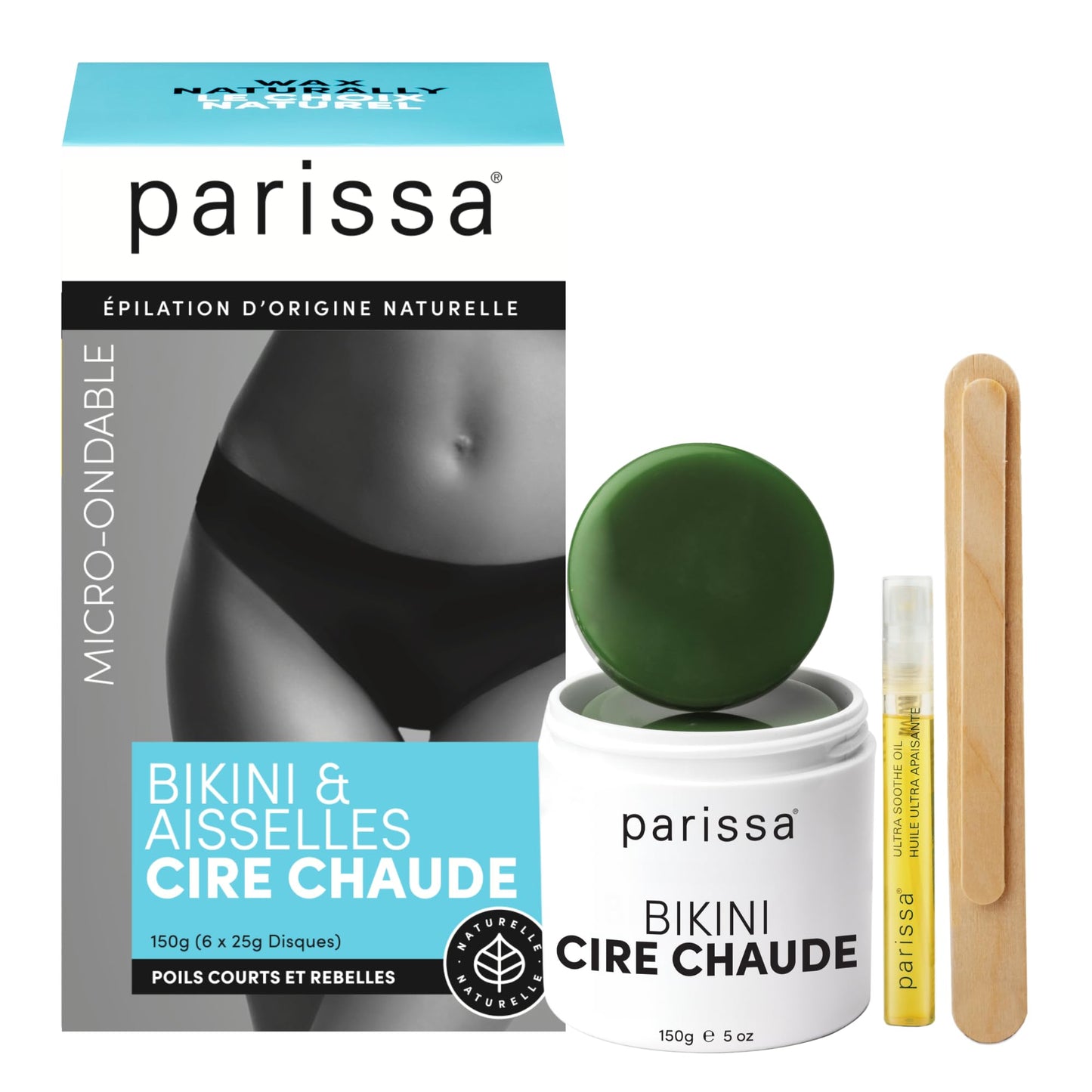 Parissa Microwavable Natural Bikini Hot Wax Kit - No-Strip Hard Wax for Coarse Hair on Bikini & Underarms - Ideal for Brazilian-Style Waxing - 150 g Beauty and Personal Care Parissa