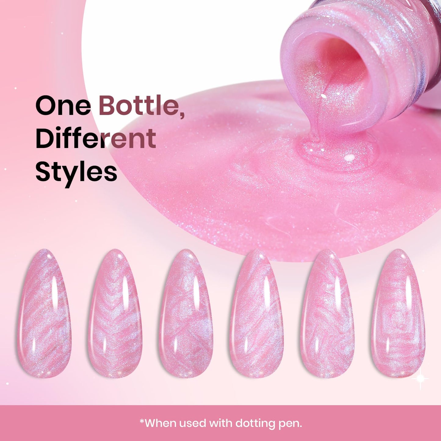 Beetles Pearl Pink Gel Nail Polish,Pearlescent Pink Mermaid Nail Drawing Gel Nail Art Polish Soak Off Uv Led Shimmer Liner Nails Art with Dotting Pen Beauty and Personal Care beetles Gel Polish