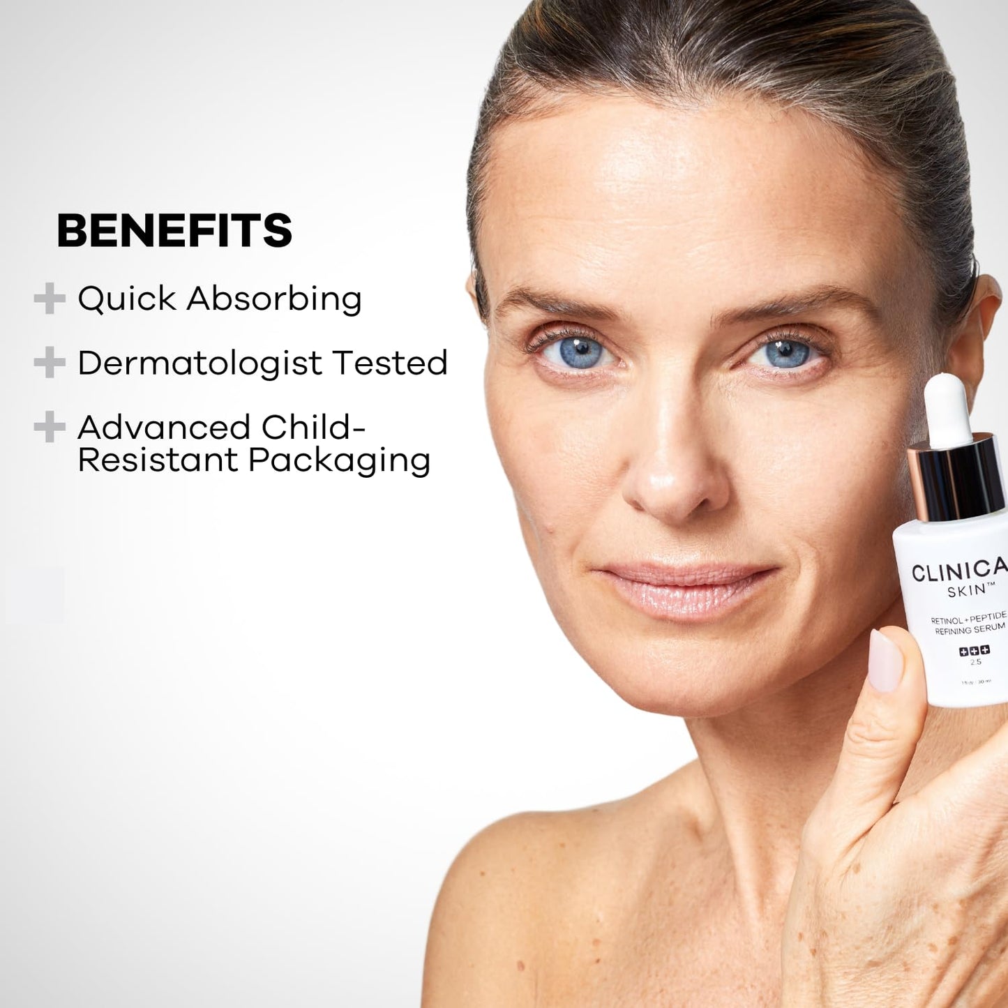 Clinical Skin Retinol and Peptide Refining Serum 2.5 - Retinol Serum, Vitamin A, Peptide Serum, Lightweight Anti Aging Formulation (1oz) Beauty & Personal Care Clinical+ Skin