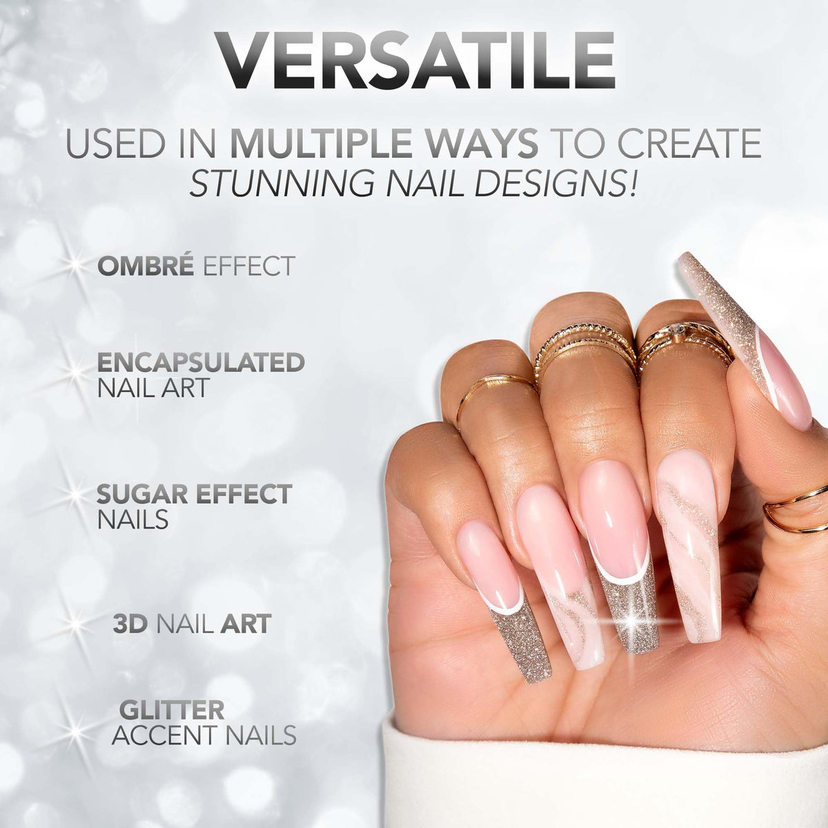 Kiara Sky DiamondFX Acrylic Powder - Professional Reflective for Nails - Long Lasting Nail Acrylic Powder 1 oz, Ice Cold