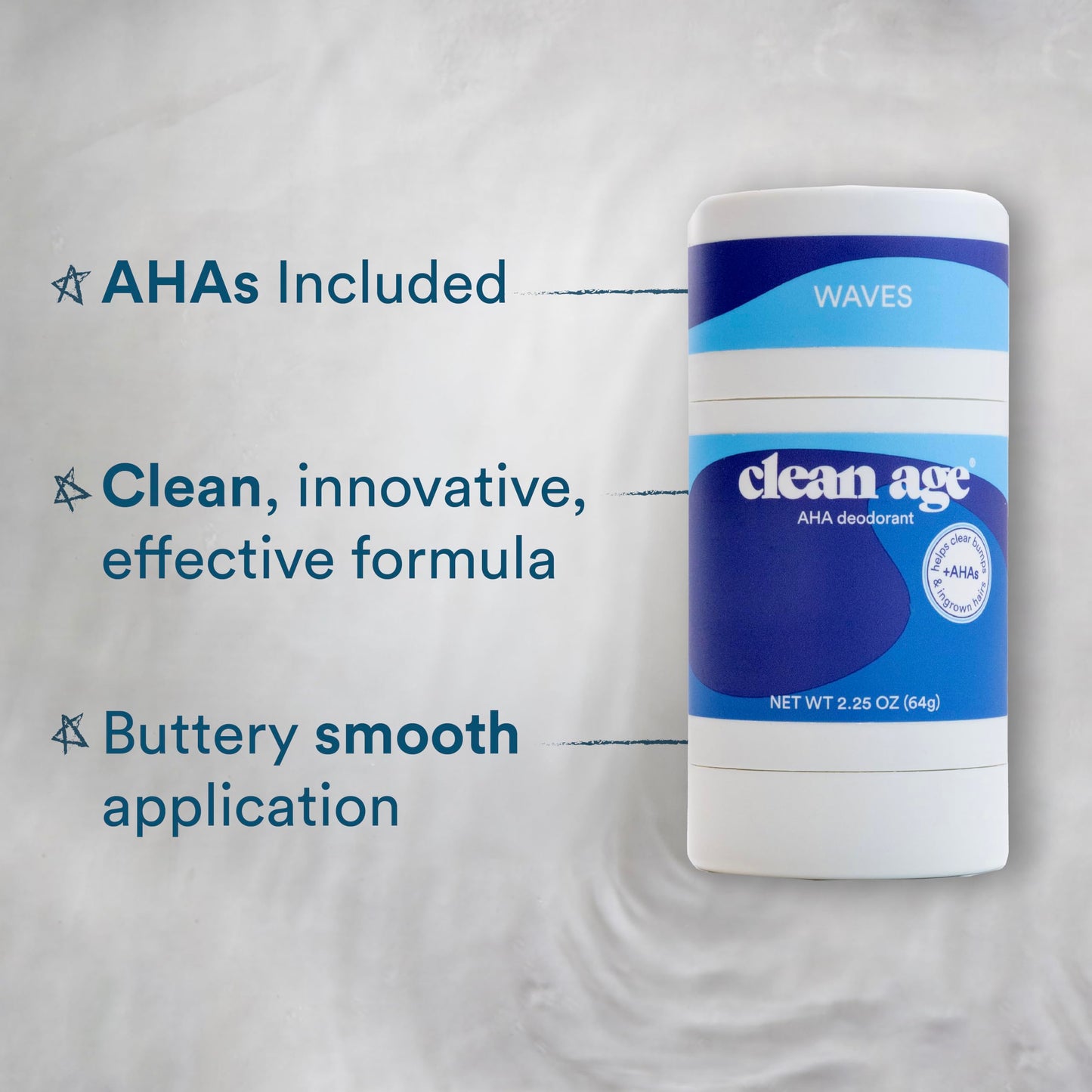 Clean Age Aluminum Free Deodorant, Waves Scent, 2.25oz 2 Pack, Teen Deodorant for Boys and Girls, Paraben Free, No Aluminum for Sensitive Skin, Beauty and Personal Care CLEAN AGE