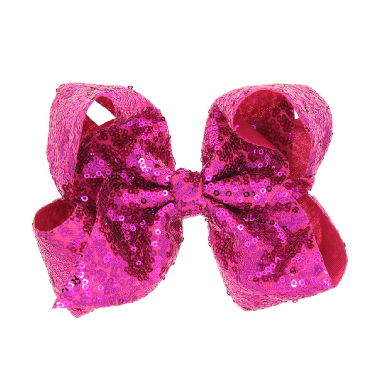 AMYDECOR 8 Inch Hot Pink Sparkly Glitter Sequin Hair Bows for Girls Beauty & Personal Care AMYDECOR