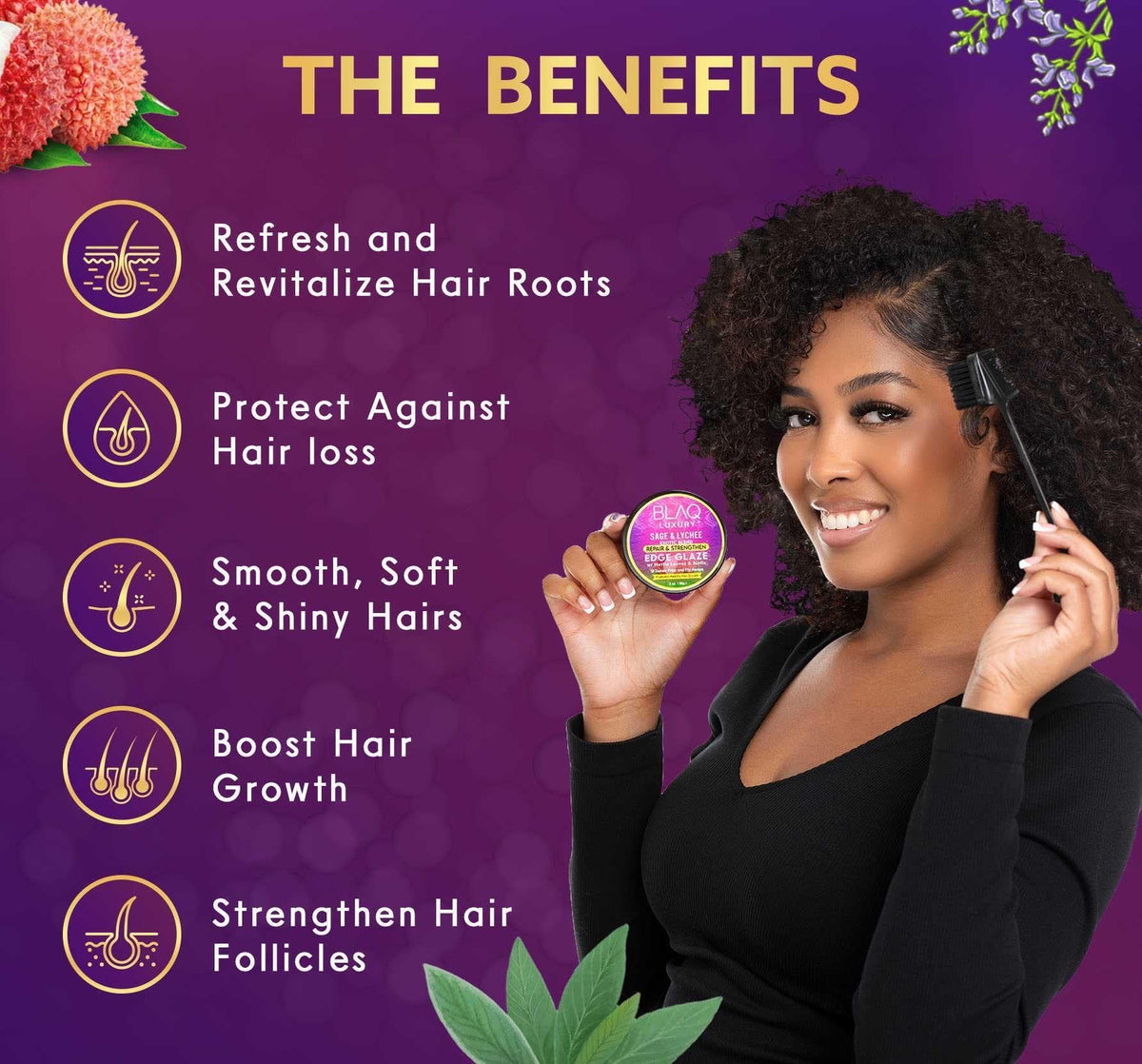 Blaq Luxury Sage & Lychee Repair and Strengthen Edge Glaze - 2oz Beauty & Personal Care Blaq Luxury