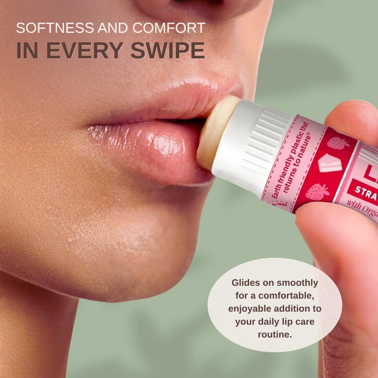 Soothing Touch Strawberry Shortcake Vegan Lip Balm - Moisturizing Natural Lip Care for Dry Lips - Plant Based Hydrating Balm - Flavored Lip Beauty and Personal Care Soothing Touch