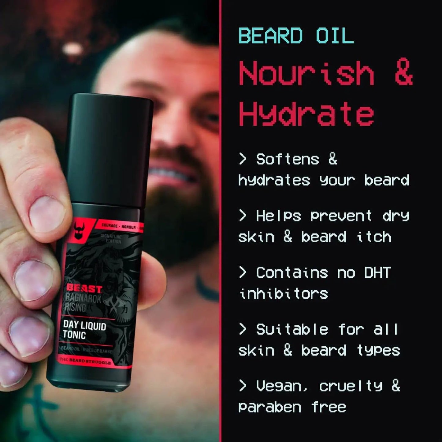 The Beard Struggle The Beast Line Beard Oil for Men Ragnarok Rising Eddie Hall Beast Line - Signature Edition - Day Liquid Tonic Beard Growth Oil Beauty and Personal Care The Beard Struggle