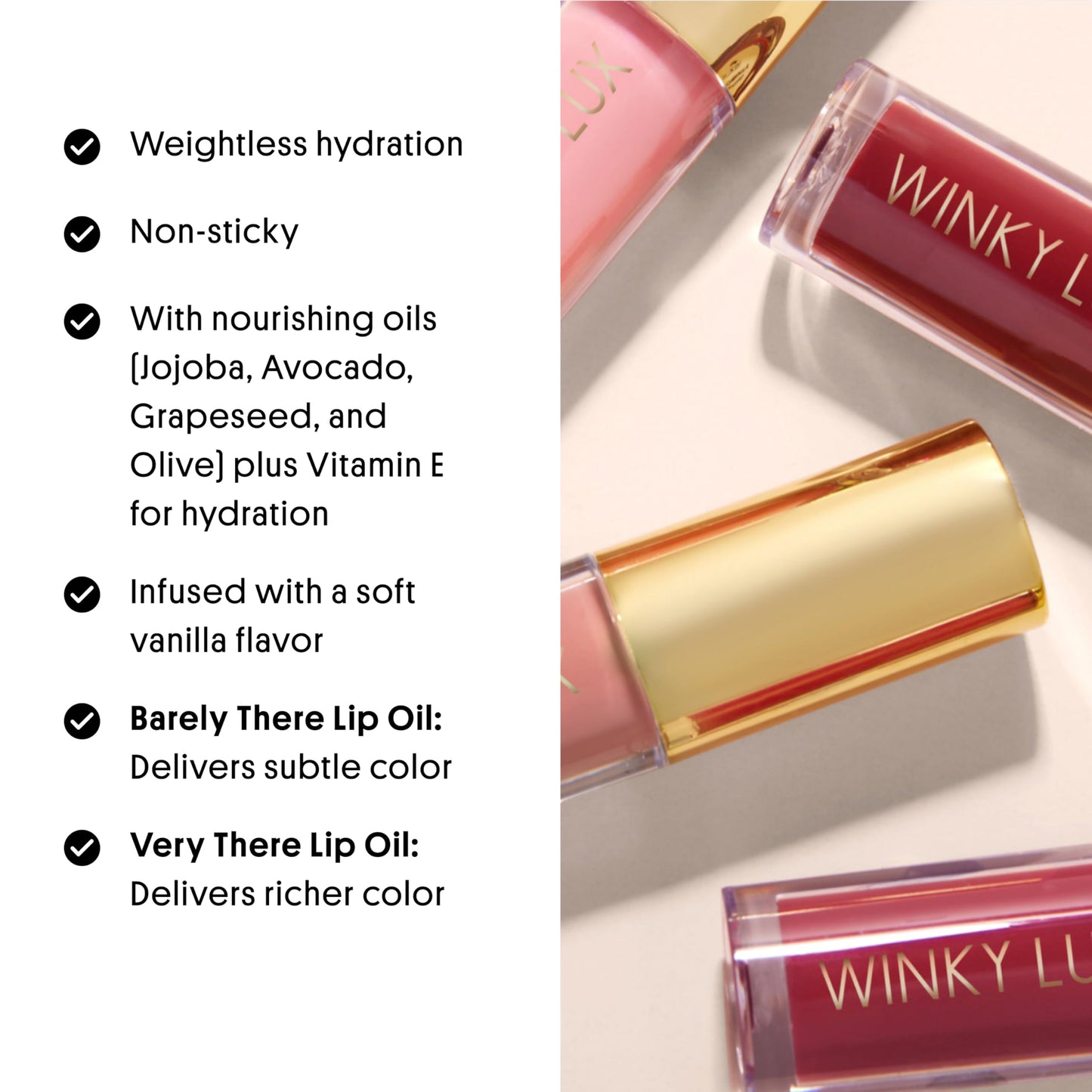 Winky Lux Flush Barely There Sheer Tinted Lip Oil - Hydrating Lip Gloss Tint, Coral Glossy Lip Balm, Juicy Non Sticky Long Lasting Formula, Infused Beauty and Personal Care Winky Lux