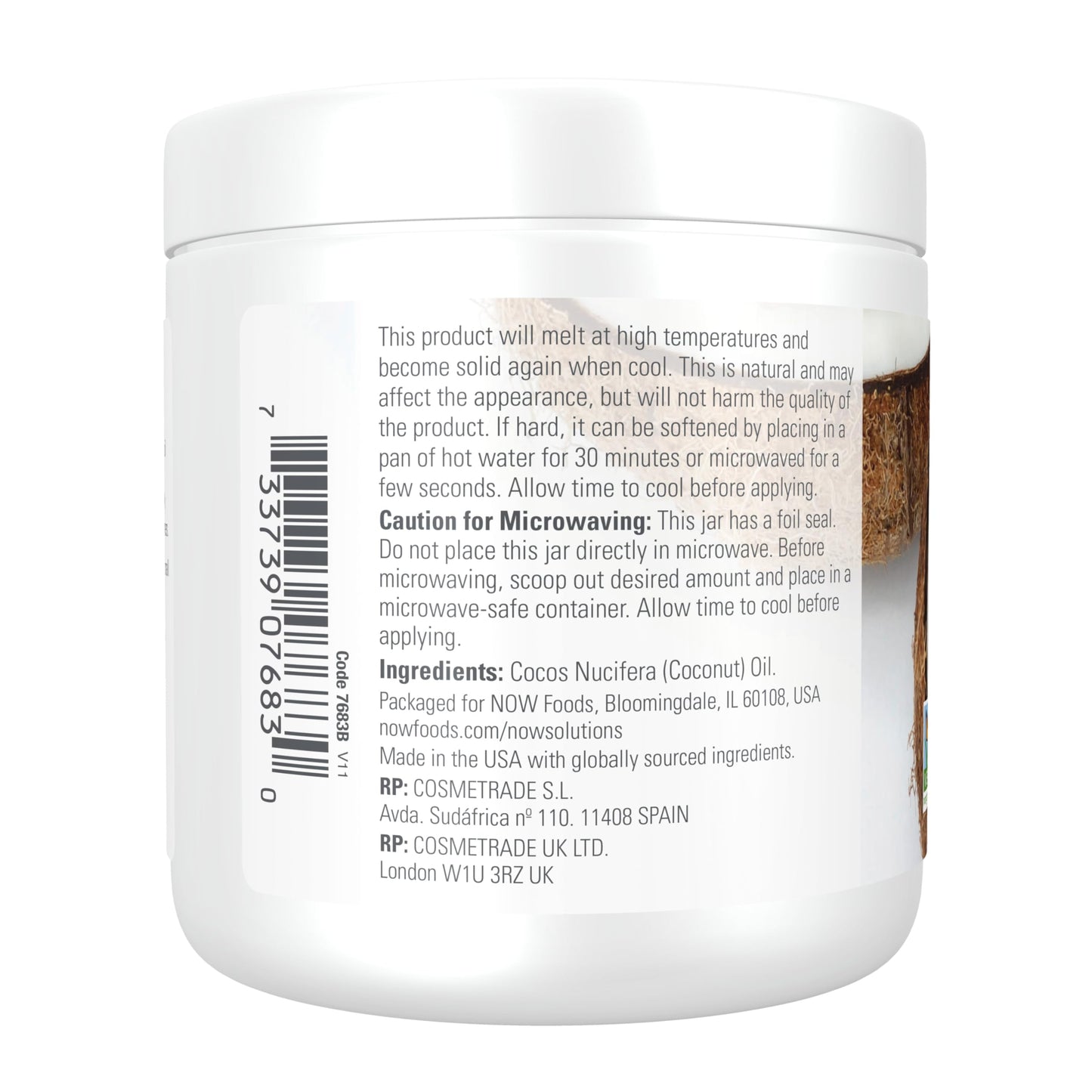 NOW Foods Solutions, Coconut Oil, Naturally Revitalizing for Skin and Hair, Conditioning Moisturizer, 7-Ounce Beauty & Personal Care NOW Foods