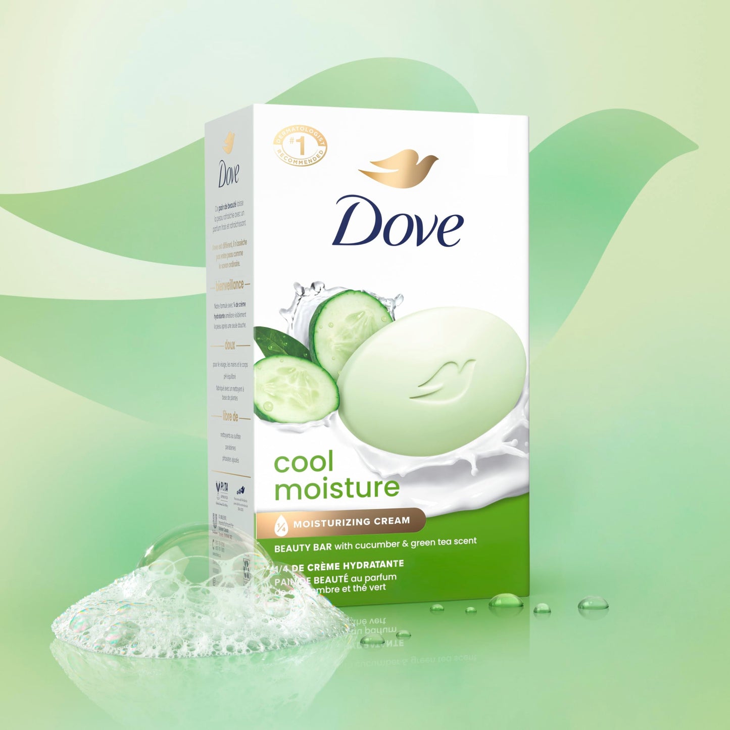 Dove Beauty Bar Soap Cool Moisture Cucumber & Green Tea Scent, 6 Bars for Refreshed Skin, Leaves Skin Refreshed 3.75 oz Beauty & Personal Care Dove