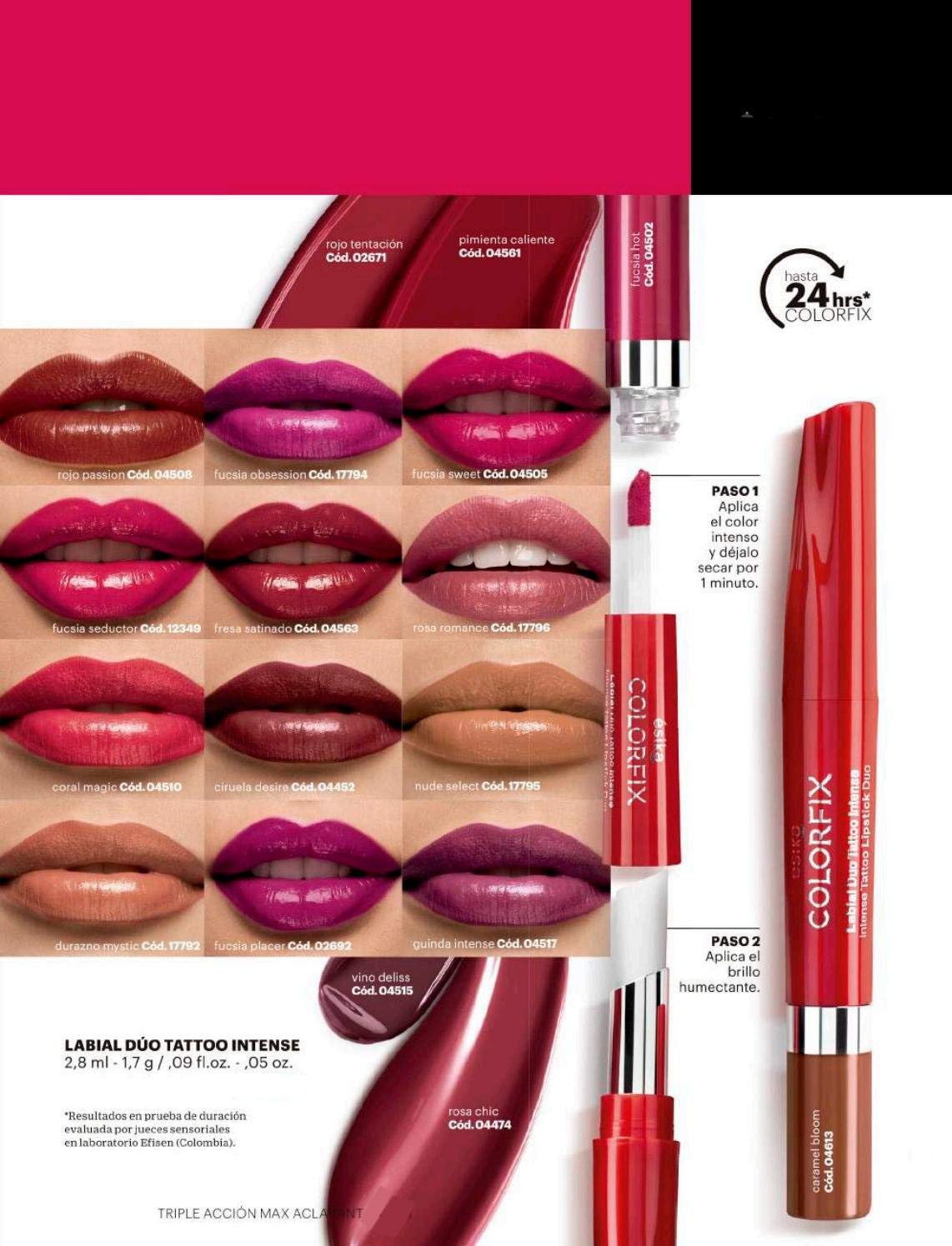 Esika Colorfix Duo Tattoo Intense Lipstick, 24 Hrs Long Lasting High Color Load, Color: Rosa Chic Beauty & Personal Care Esika L'Bel