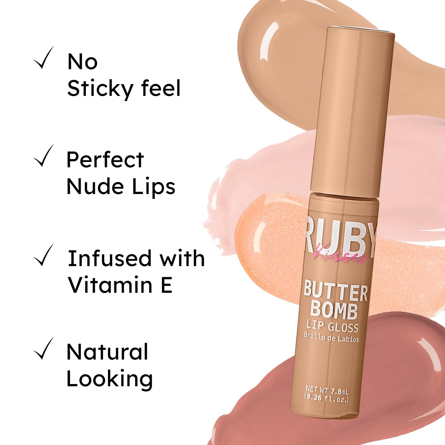 Ruby Kisses Butter Bomb Lip Gloss, High-Shine Non-Sticky Hydrating Plumping Beauty & Personal Care Ruby Kisses
