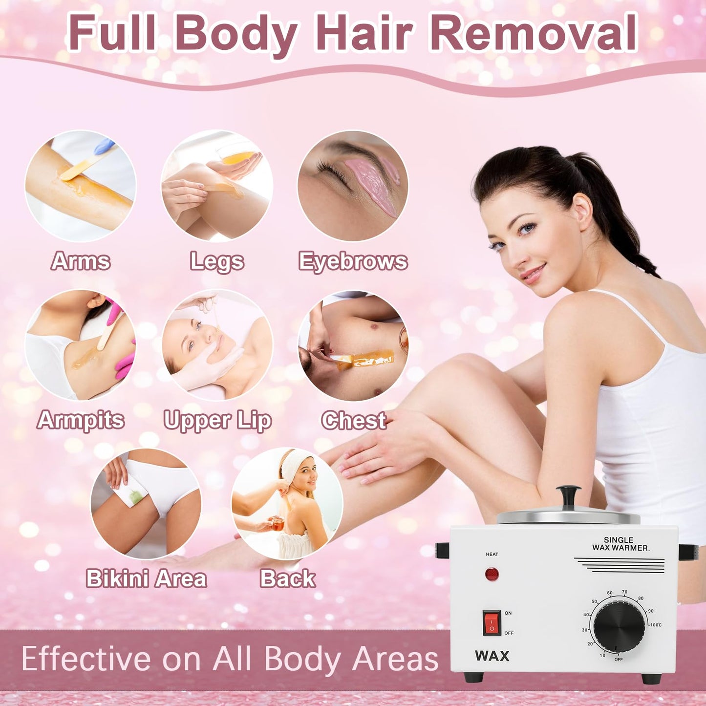 Podoy Wax Warmer for Hair Removal, Professional Single Wax Warmer Pot Melter Heater with Adjustable Temperature Set, Home Spa & Salon Electric Waxing Beauty and Personal Care Podoy