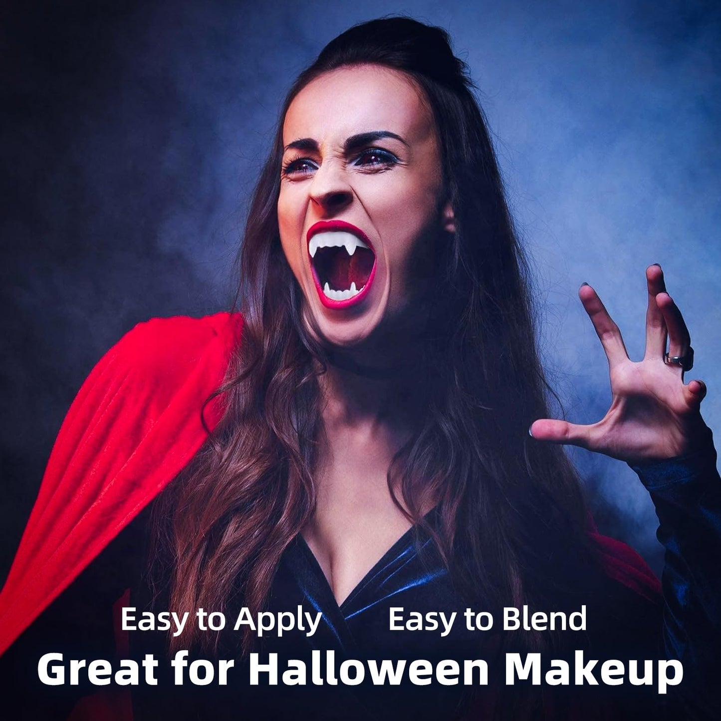 Halloween Vampire Makeup Kit, SFX Makeup Set with White Face & Body Paint, Fake Blood, Face Paint Crayons & Fake Teeth for Vampire, Zombie, Clown Beauty & Personal Care Js2U ZW