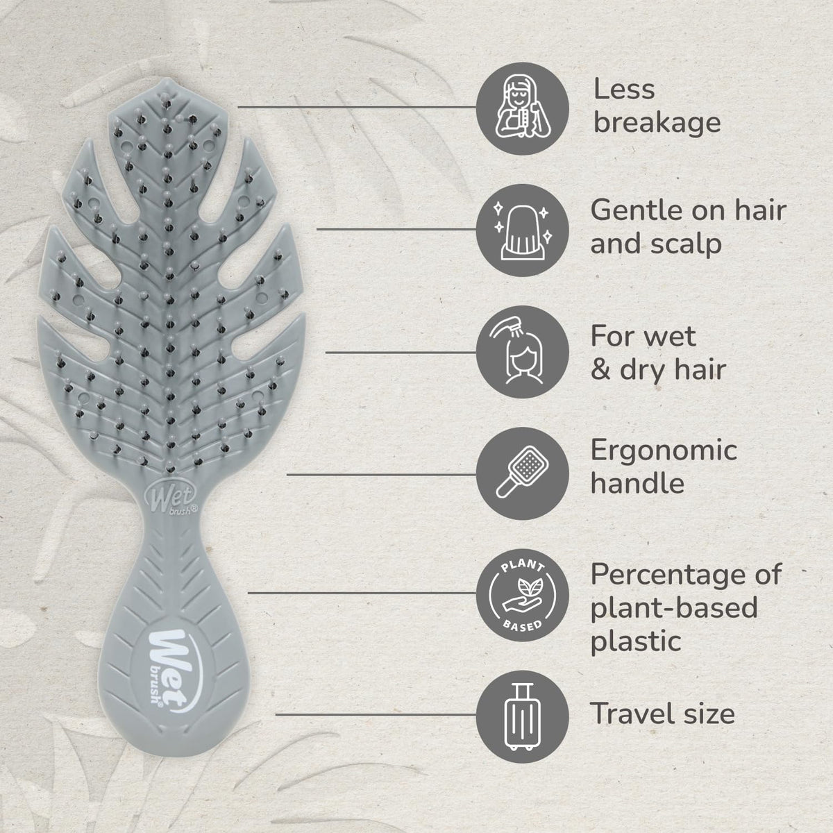 Wet Brush Go Green Mini Detangler, Grey - Detangling Travel Hair Brush - Ultra-Soft IntelliFlex Bristles Glide Through Tangles & Gently Loosens Knots