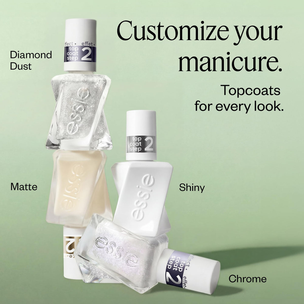 essie Gel Couture Gel-like Nail Polish, Vegan, Metallic Glaze Top Coat Nail Polish, Glazed Chrome, 0.46 fl oz