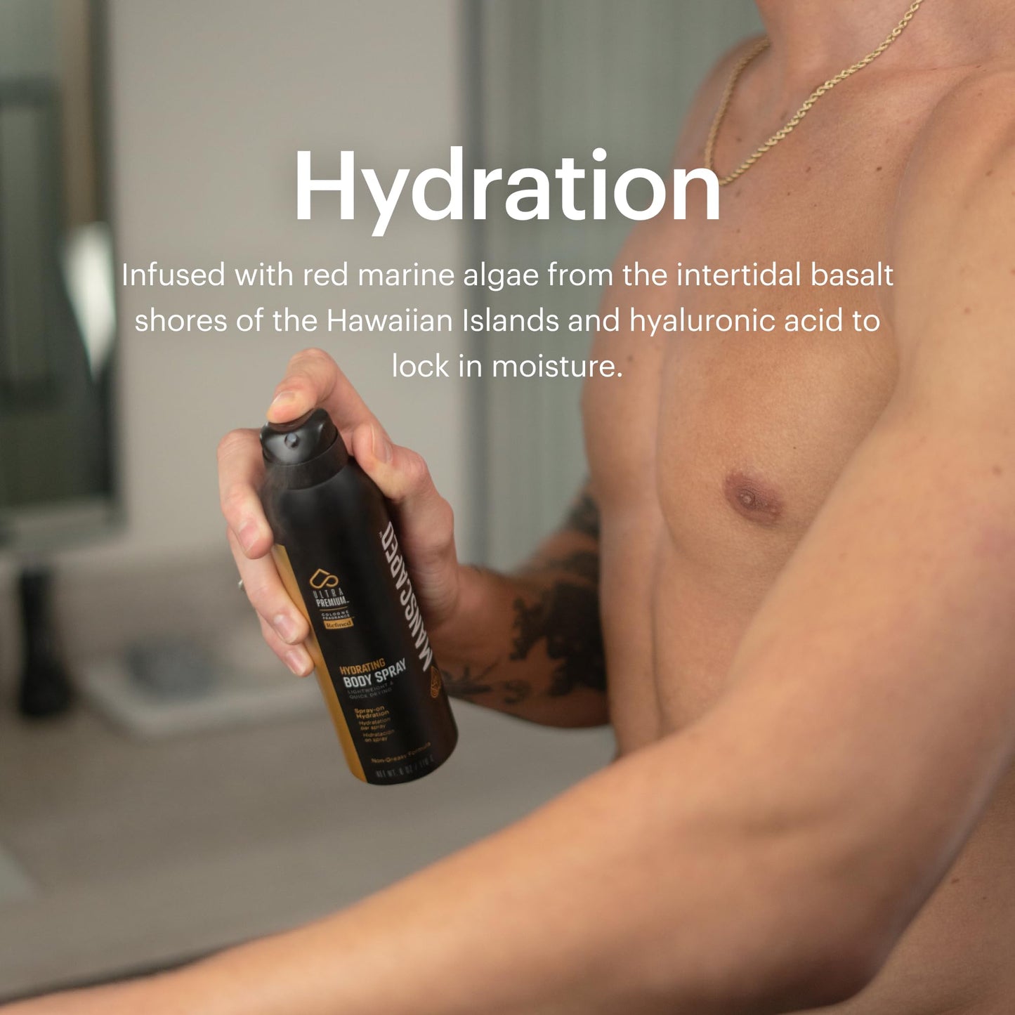 MANSCAPED® UltraPremium Hydrating Body Spray, Non-Greasy Quick Drying Spray-On Moisturizer Formula with Red Algae and Hyaluronic Acid Beauty & Personal Care MANSCAPED