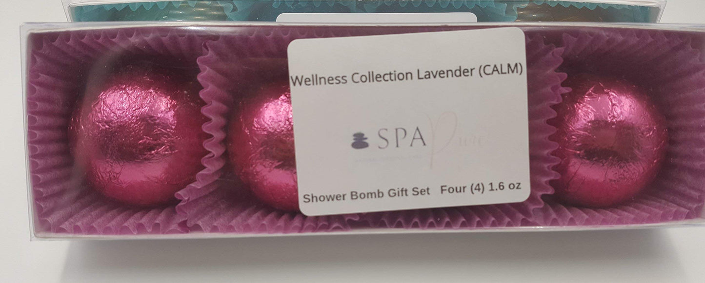 Spa Pure Lavender Shower Bombs: Calm Burst (4-Pack) Aromatherapy Fizzing Shower Bombs, rejuvenating, Relaxing Beauty & Personal Care Spa Pure