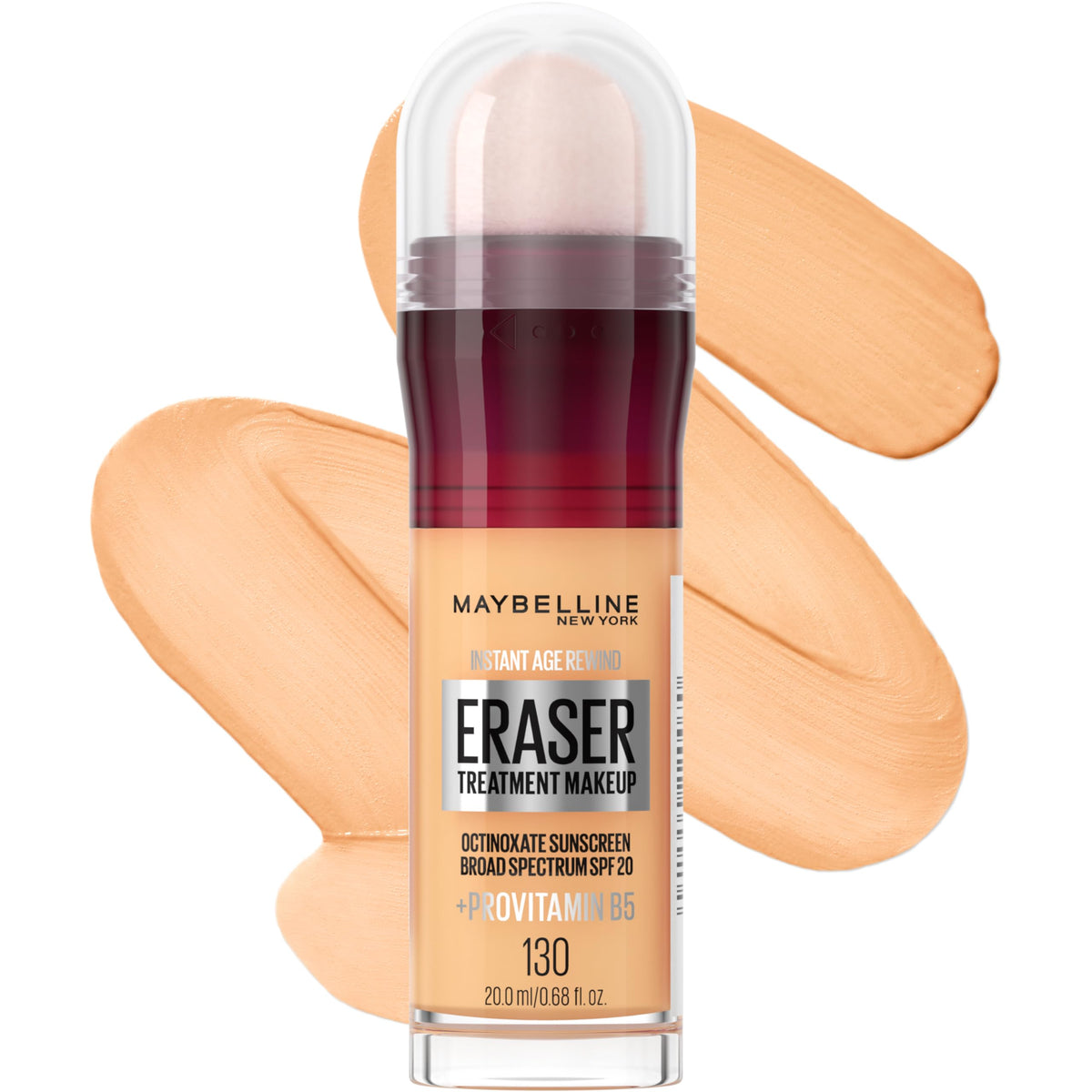 Maybelline Instant Age Rewind Eraser Foundation with SPF 20 and Moisturizing ProVitamin B5, 130, 1 Count (Packaging May Vary) Beauty & Personal Care MAYBELLINE