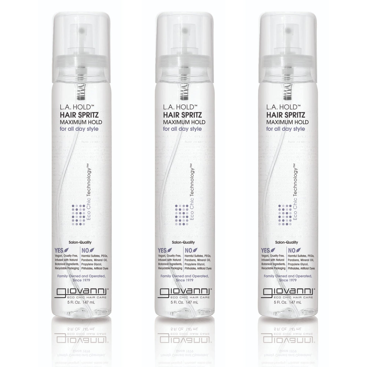 GIOVANNI L.A. Hold Hair Spritz - Maximum Hold Styling Spray, Lightweight, Lauryl & Laureth Sulfate Free - 5 oz (Pack of 3) Beauty & Personal Care GIOVANNI