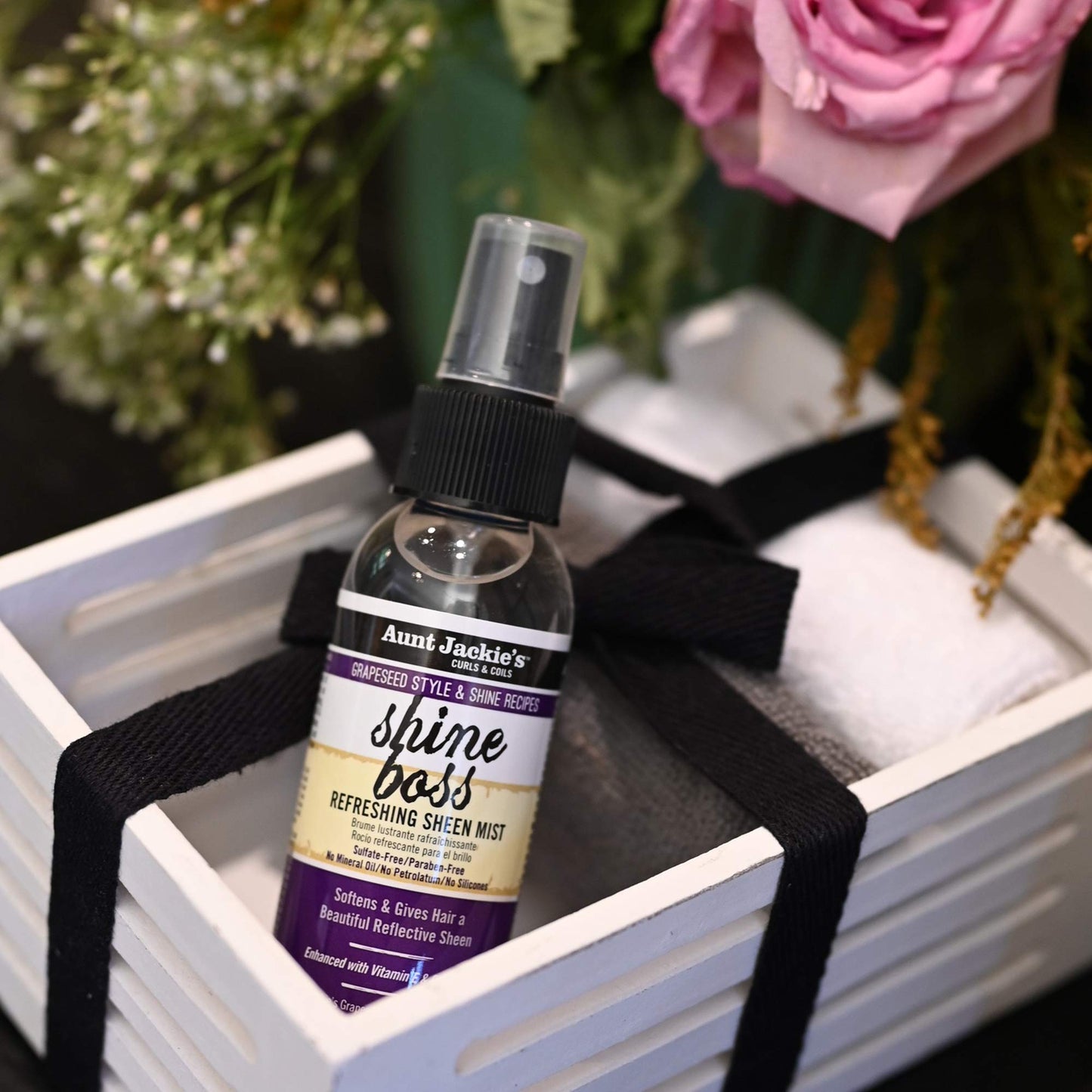 Aunt Jackie's Grapeseed Style and Shine Recipes Shine Boss Refreshing Sheen Hair Mist, Gives Curls, Waves and Coils Shine Without Oily Feel, 4 oz Beauty & Personal Care Aunt Jackie's
