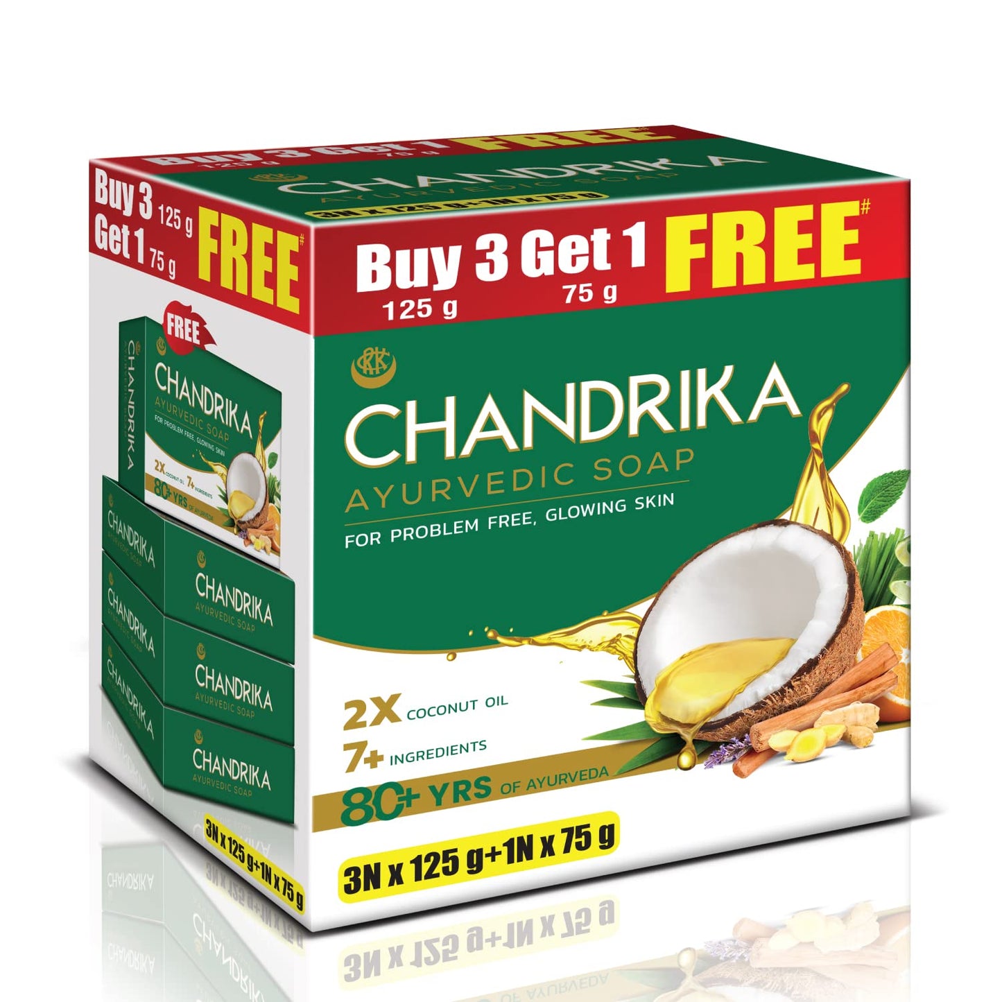 chandrika oval, 4 soaps, 3 of 125 grams and 1 of 75 grams Beauty & Personal Care Chandrika