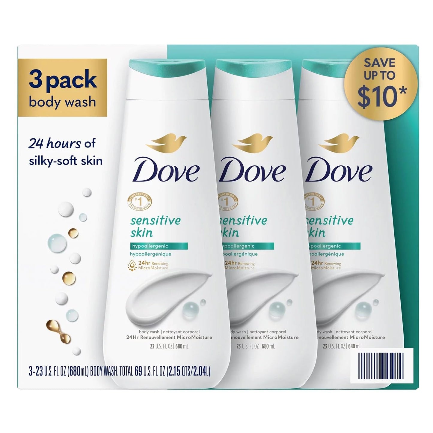 Dove Nourishing Body Wash, Sensitive Skin, 23 Fluid Ounce (Pack of 3) Beauty & Personal Care Dove