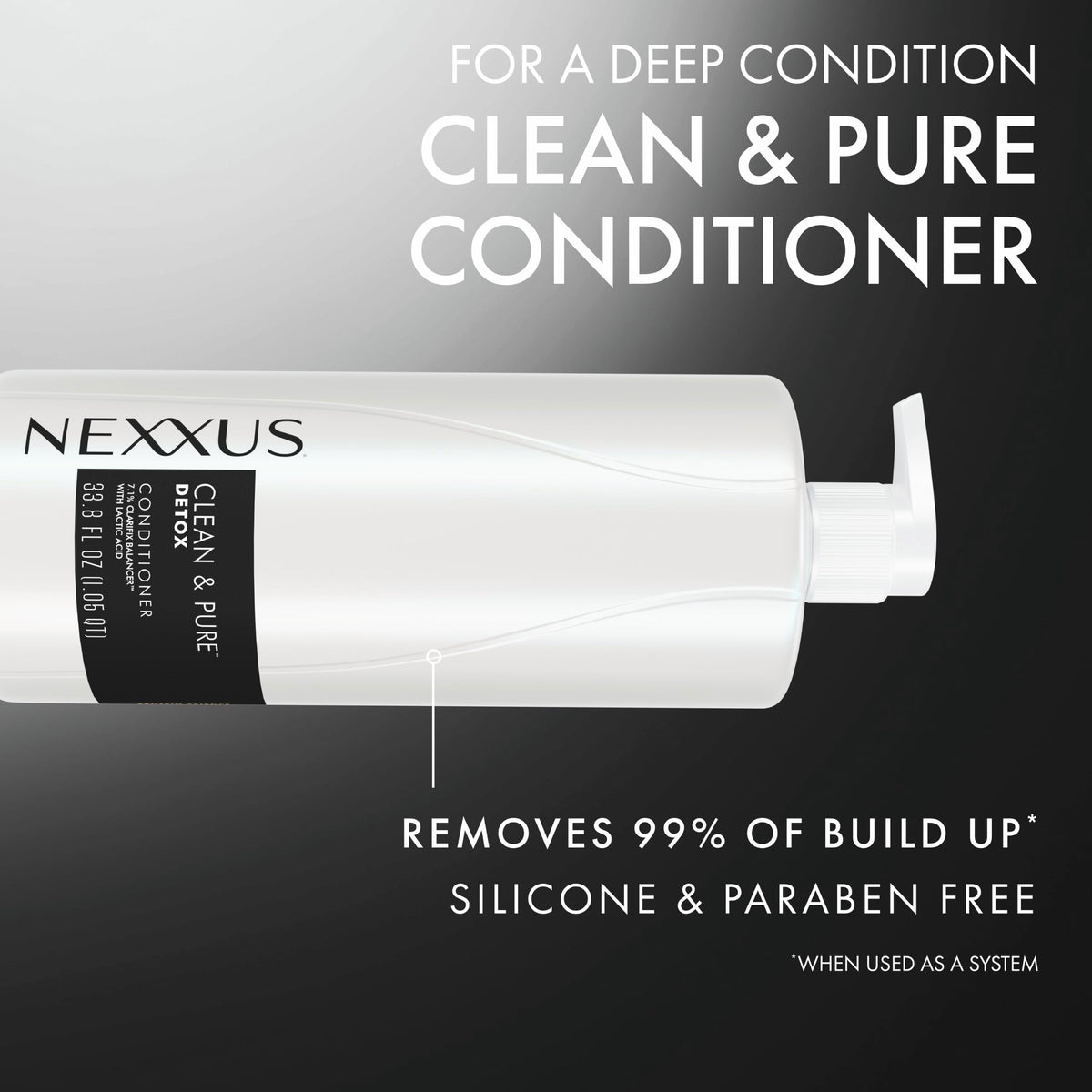 Nexxus Clean & Pure Detox Conditioner Professional-Level Hair Care, 33.8 oz