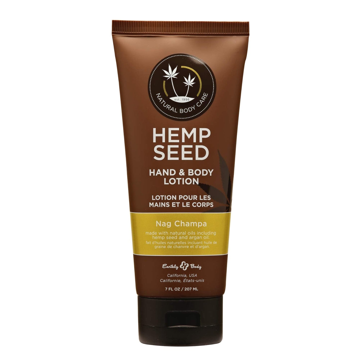 Hemp Seed Hand & Body Lotion, Nag Champa Scent - 7 Fl Oz - Soothe Dry Skin - Argan Oil, Hemp Seed Oil - Light, Non-Greasy Formula - Vegan & Cruelty Beauty & Personal Care Earthly Body