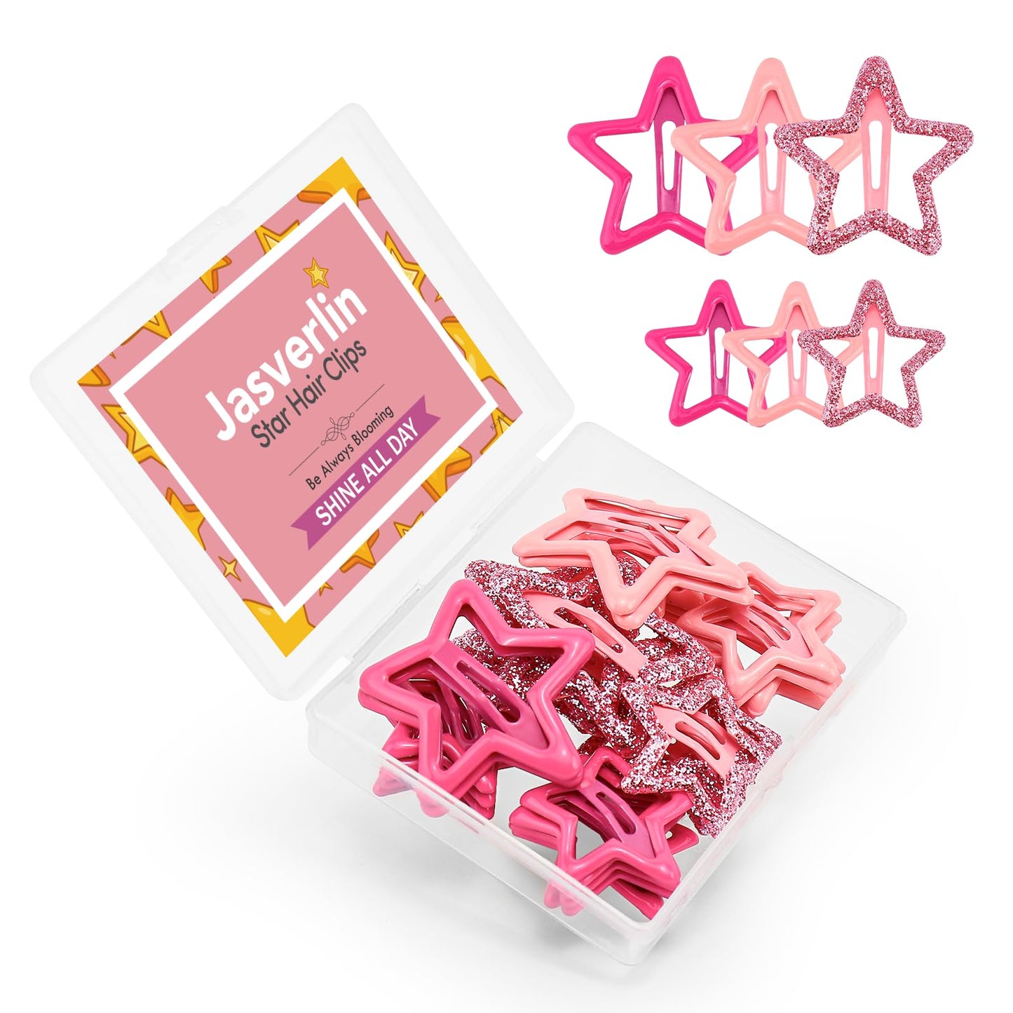 JASVERLIN 36 Pcs Star Snap Hair Clips, Y2k Colorful Cute Barrettes for Women Girls, Thick Fine Non-Slip Hairclips Accessories Glitter Kawaii Rave Beauty and Personal Care JASVERLIN Default Title