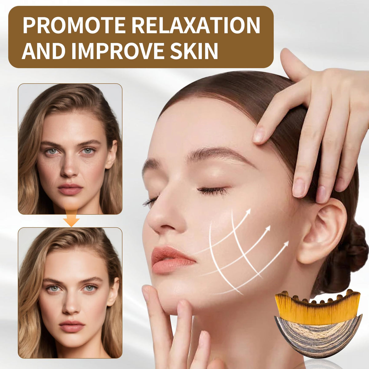 Lymphatic Contour Face Brush,Contour Face Brush for Lymphatic Drainage,Dry Lymphatic Drainage Massager,Ergonomically Designed to Fit The Skin