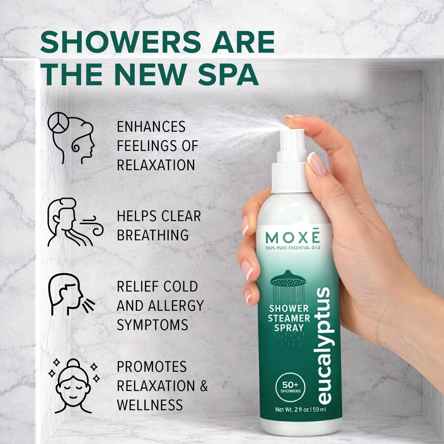 MOX? Shower Steamer Spray Eucalyptus Essential Oil Shower Spray - Relaxing Aromatherapy Mist for Home Spa Experience - Pure Plant Based Fragrance Beauty and Personal Care MOXE