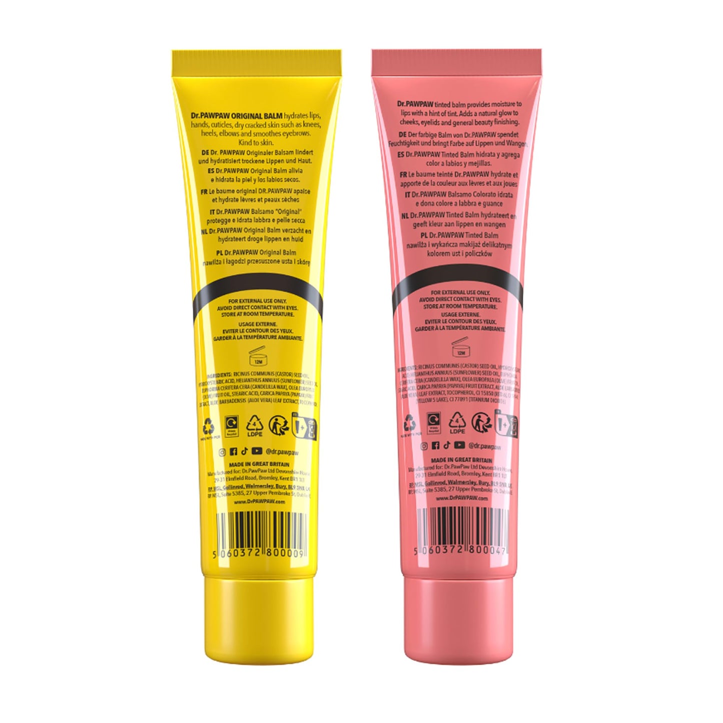Dr. PawPaw Peachy Set - Multipurpose, Soothing and Tinted, Hydrating Lip Balm Giftset - Peach Pink and Original Balm - Gluten Free - 2 pc Beauty and Personal Care Dr. PAWPAW ORIGINAL BALM