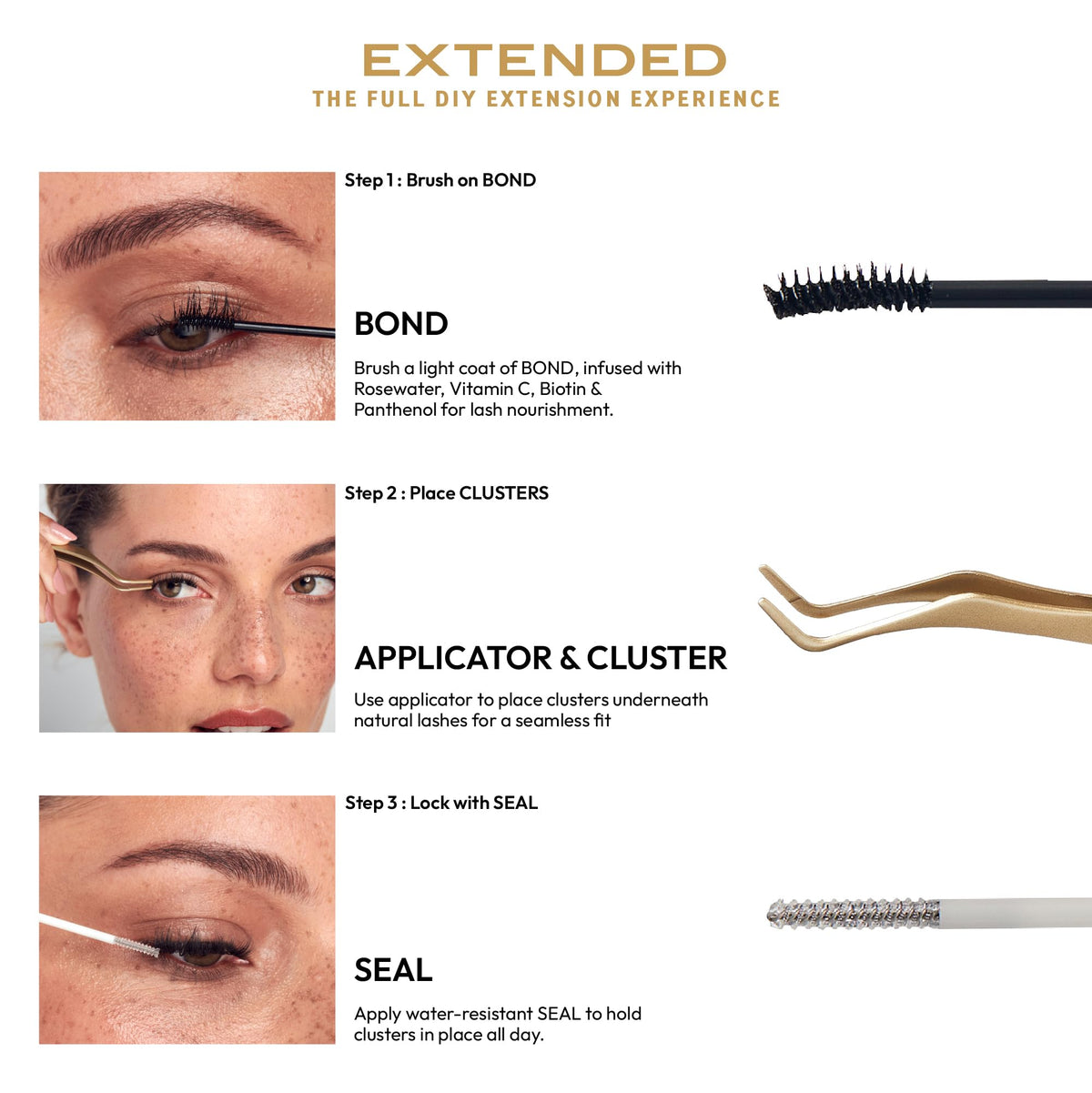 VLuxe DIY Eyelash Extension Bond & Seal Lash Adhesive Infused with Rosewater, Biotin, Vitamin E, Nourishing Water Resistant Lash Glue For Cluster