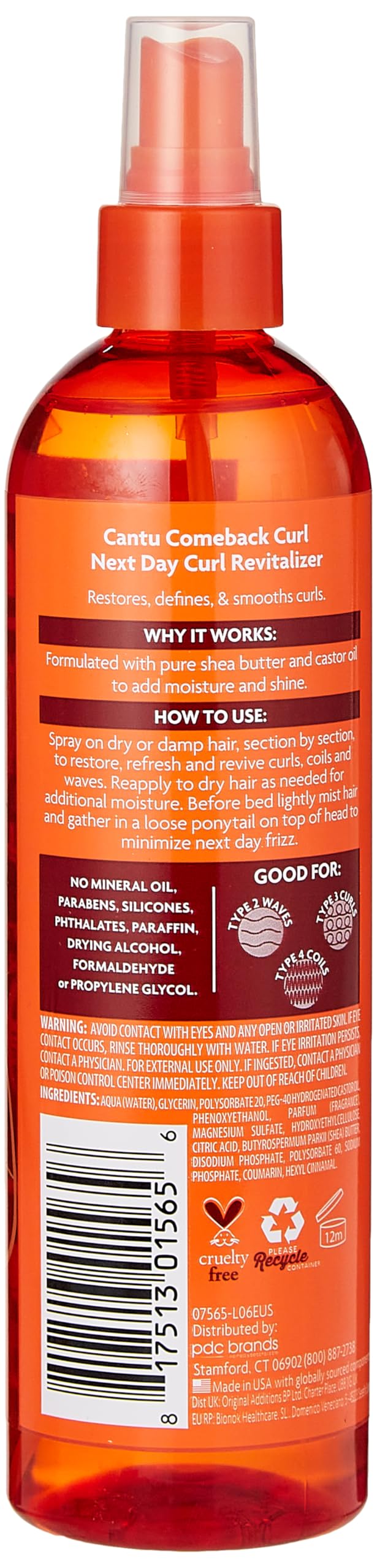 Cantu Natural Hair Comeback Curl Revitalizer 12 Ounce Pump (354ml) (3 Pack) Beauty & Personal Care Cantu
