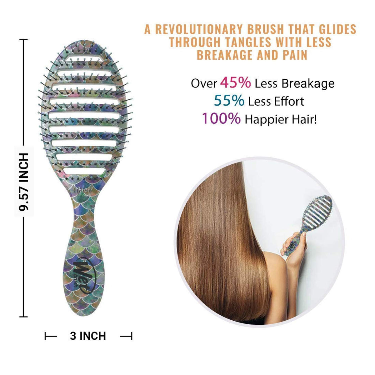 Wet Brush Speed Dry Hair Brush, Mermaid Tail - Vented Design and Ultra Soft HeatFlex Bristles Are Blow Dry Safe With Ergonomic Handle Manages Tangle Beauty & Personal Care Wet Brush