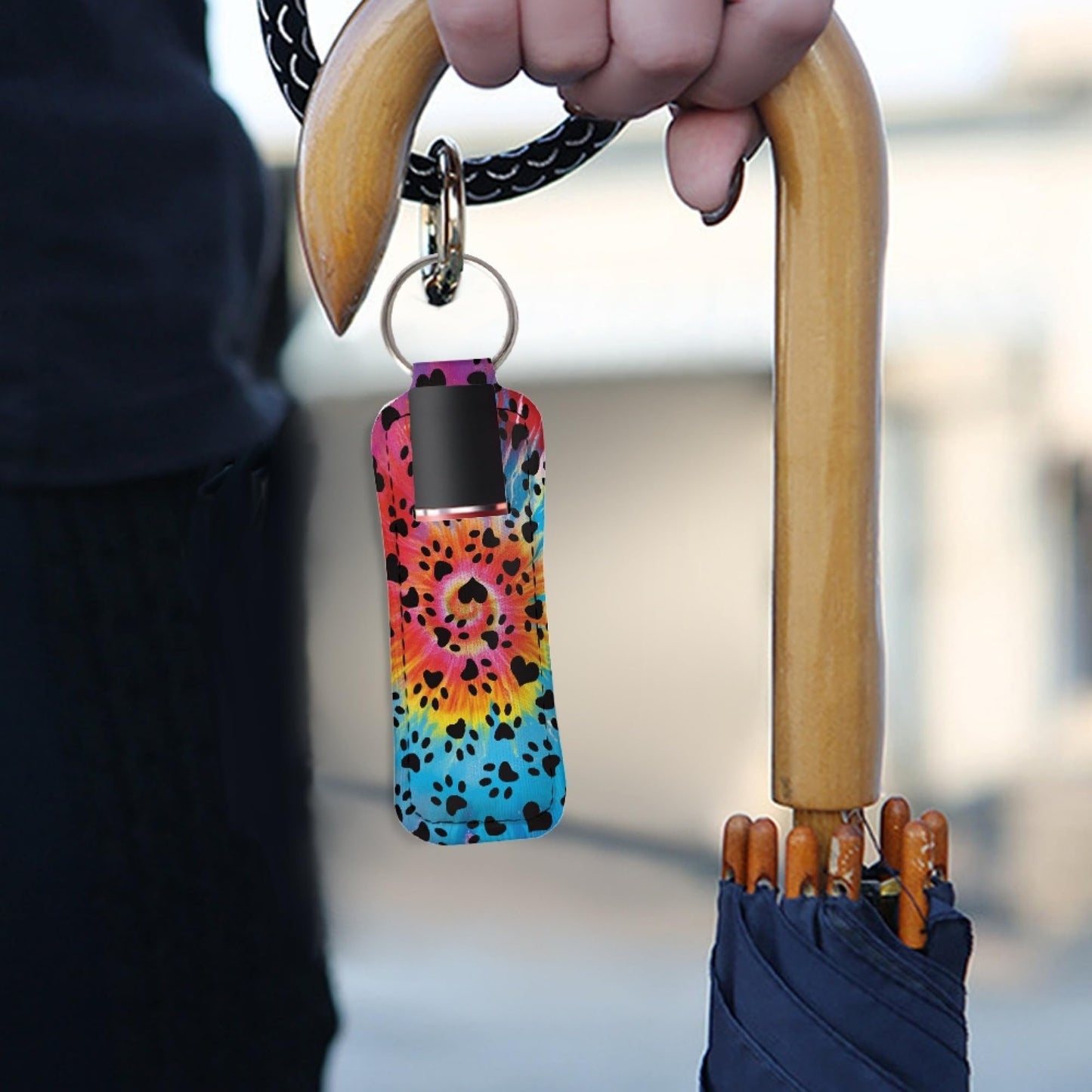 CLOHOMIN Whilpool Tie Dye Chapstick Holder Keychain Dog Paw Lip Gloss Keychain for Girls Women Neoprene Lip Balm Pouch Holder with Ring Cute Lip Balm Beauty and Personal Care CLOHOMIN