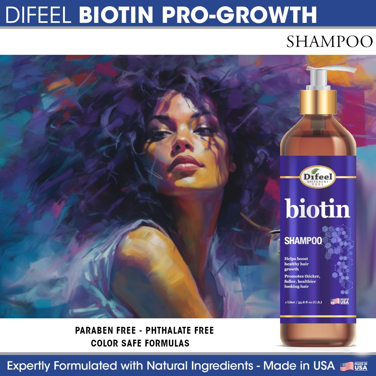 Difeel Elevated Biotin Shampoo & Conditioner LARGE 33.8oz 2-PC Gift Set - Shampoo and Conditioner for Thinning Hair and Hair Loss, Sulfate Free Beauty & Personal Care Difeel