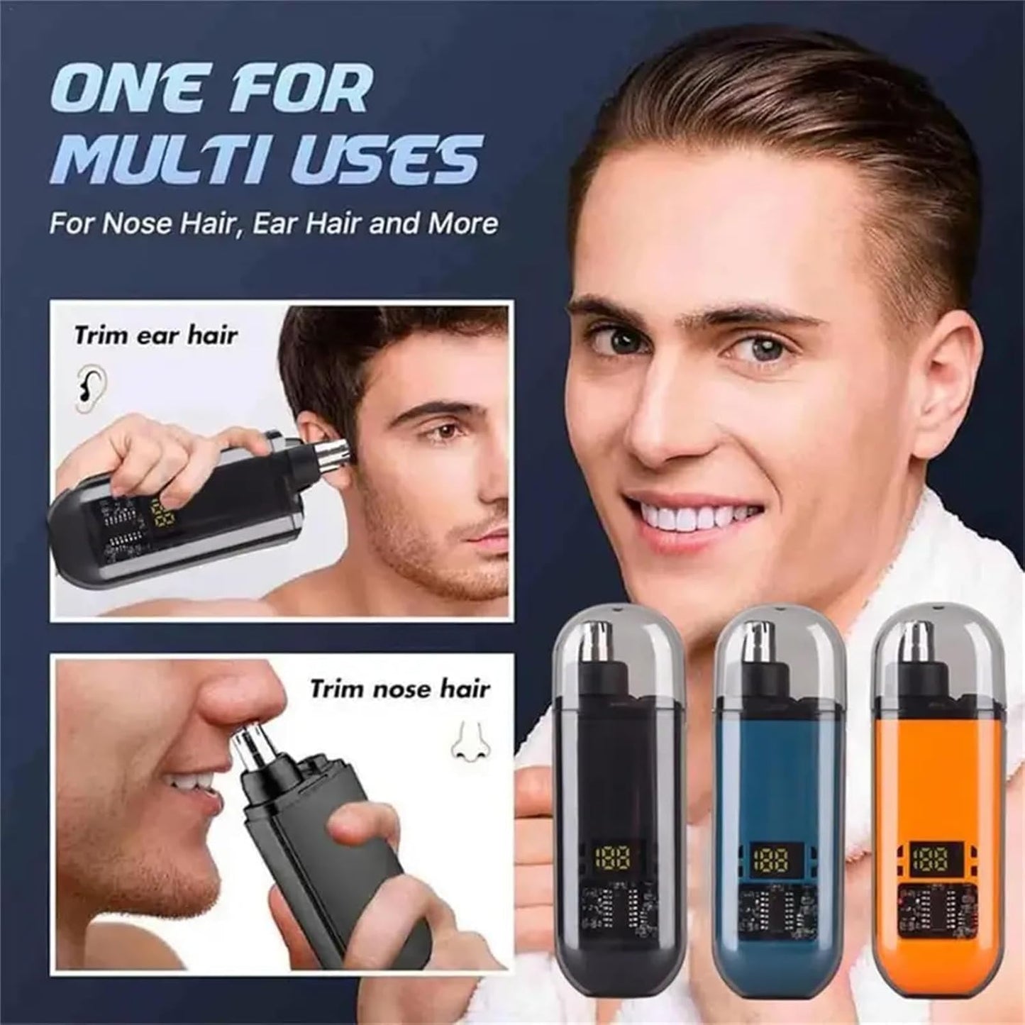 Hyxowgt Brillanten Portable Nose Hair Trimmer, 2 in 1 Ear and Nose Hair Trimmer Clipper for Men, USB Rechargeable Electric NoseHair Trimmers Remover Beauty and Personal Care Hyxowgt