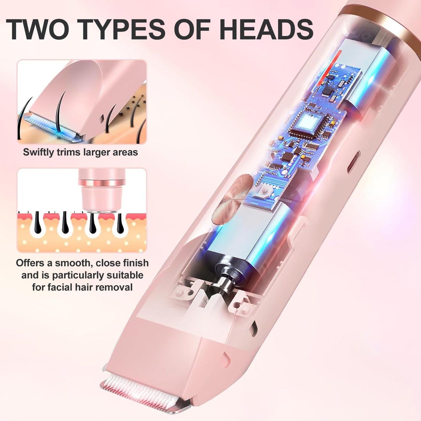 Electric Shaver for Women, 2-in-1 Electric Razor for Womens Legs Underarm Face Pubic Hairs, Rechargeable Razor Body Hair Trimmer Wet & Dry Use Beauty and Personal Care NURSETEK