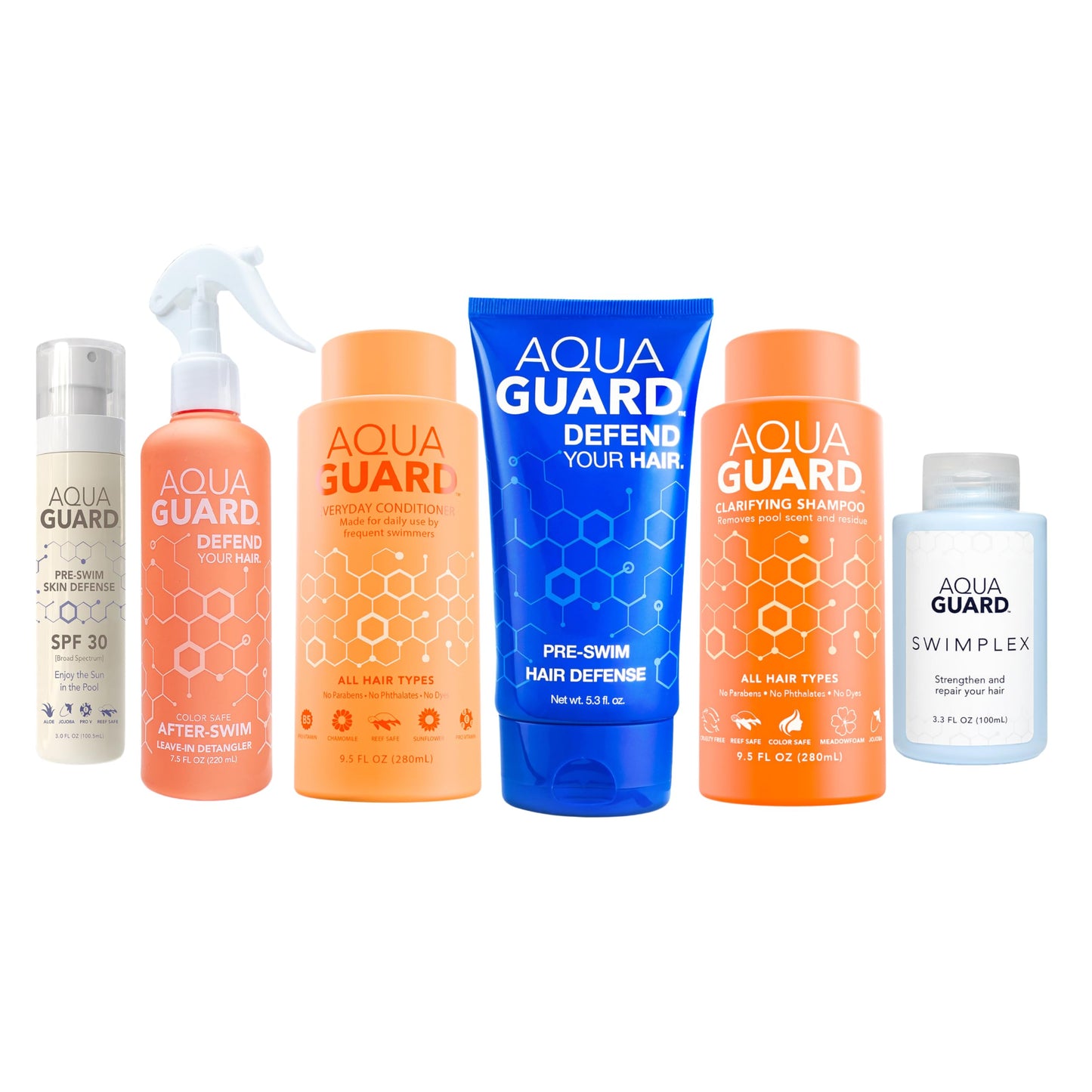 AQUA GUARD Swim Hair Rescue Bundle | Pre-Swim Protection & Post-Swim Repair Kit | Includes Hair Defense, Shampoo, Conditioner, Detangler, Hair Mask Beauty & Personal Care AQUA GUARD