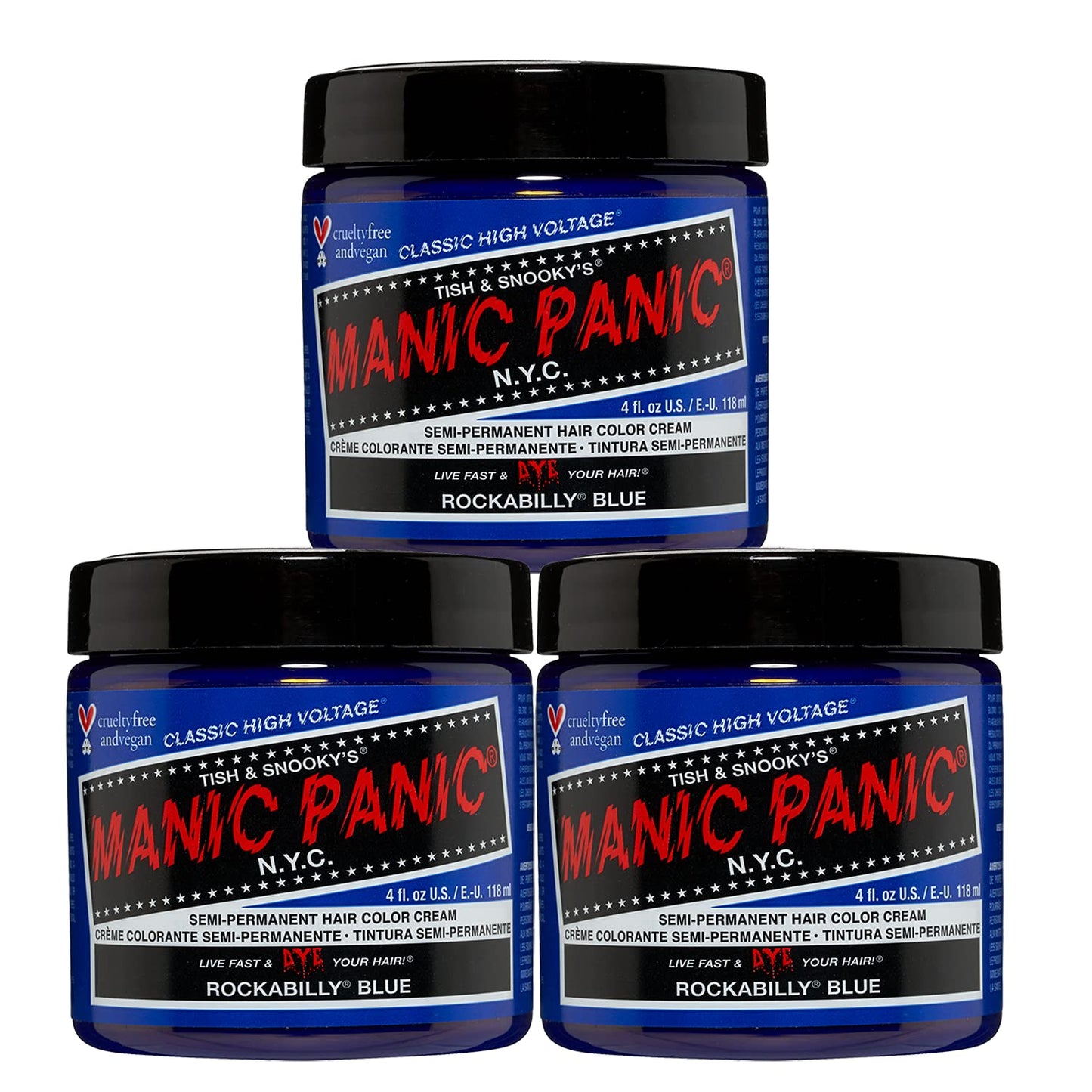 MANIC PANIC Classic Rockabilly Blue Semi Permanent Hair Color - True Neutral Blue Hair Dye for Women & Men That Lasts 4-6 Weeks - Vegan, Ammonia Beauty & Personal Care MANIC PANIC
