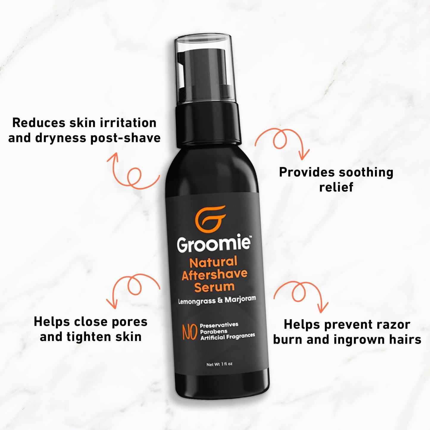 Groomie Natural Aftershave Serum for Bald Men - Mens Skin Care and After Shave for Head, Neck, Face & Chin - Soothing Balm to Tend Skin and Prevent Beauty and Personal Care Groomie